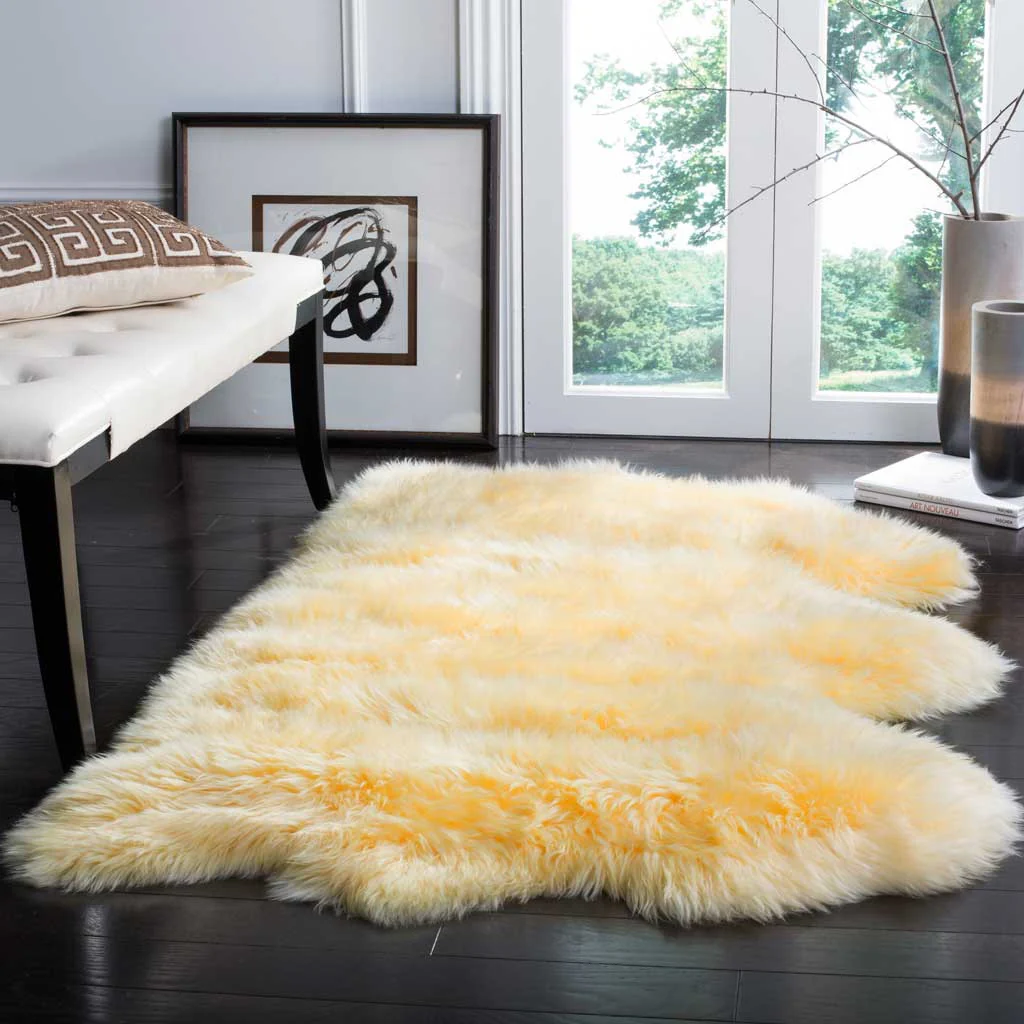 Sheepskin Pelt Champagne Area Rug - Image 5