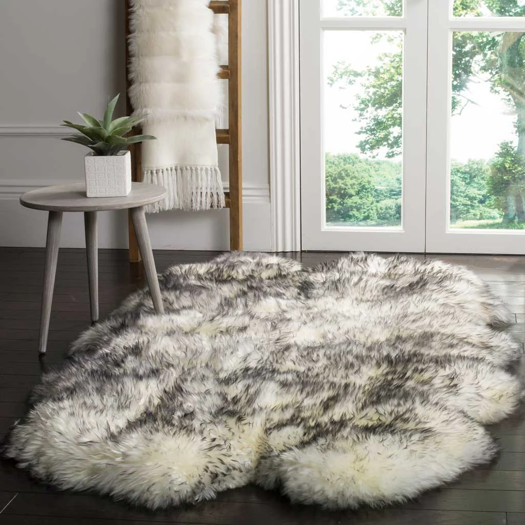 Sheepskin Pelt Ivory/Smoke Gray Area Rug - Image 4