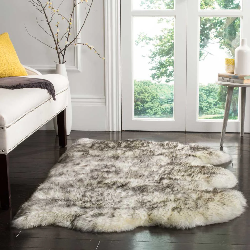 Sheepskin Pelt Ivory/Smoke Gray Area Rug - Image 5