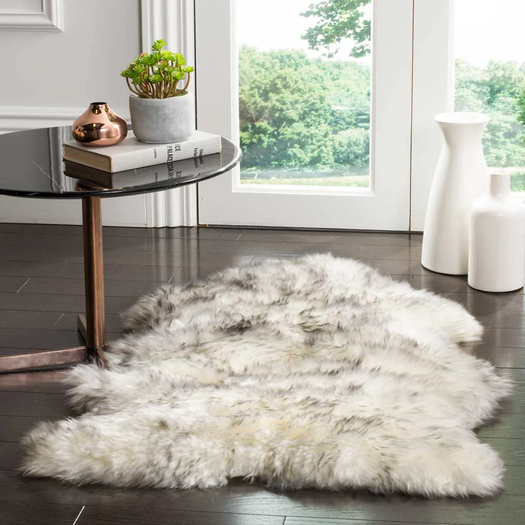 Sheepskin Pelt Ivory/Smoke Gray Area Rug - Image 6