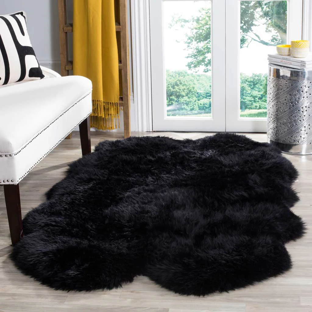 Sheepskin Pelt Midnight Black Area Rug - Image 4
