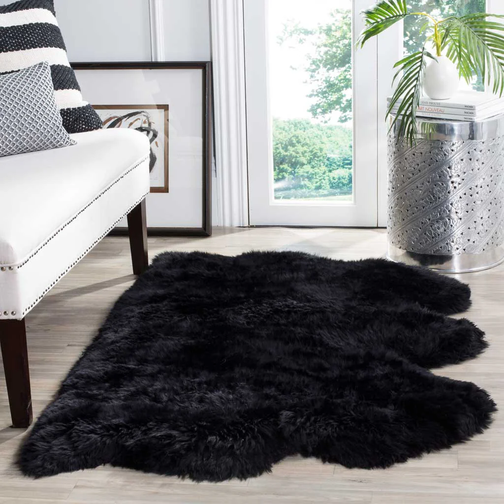 Sheepskin Pelt Midnight Black Area Rug - Image 5