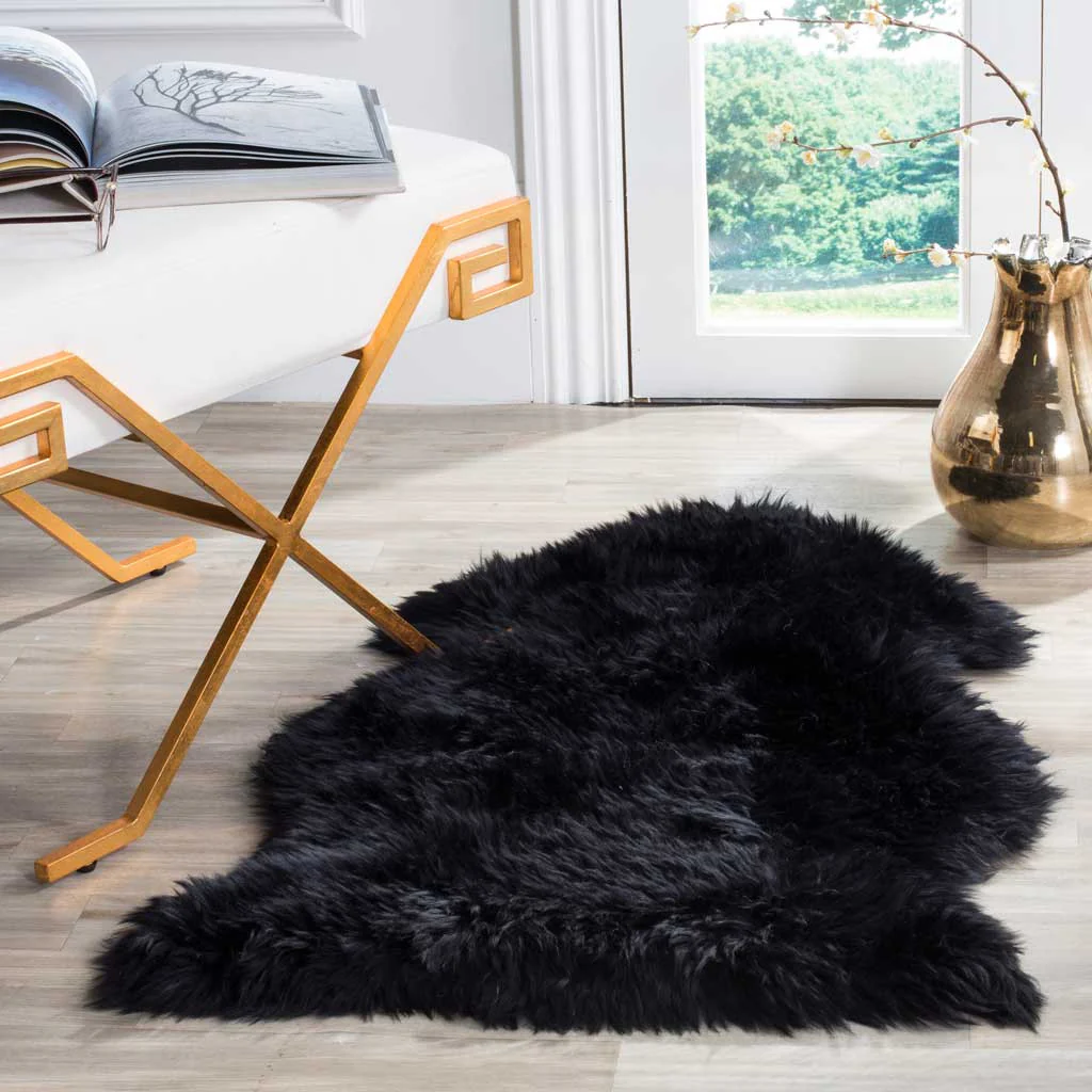 Sheepskin Pelt Midnight Black Area Rug - Image 6
