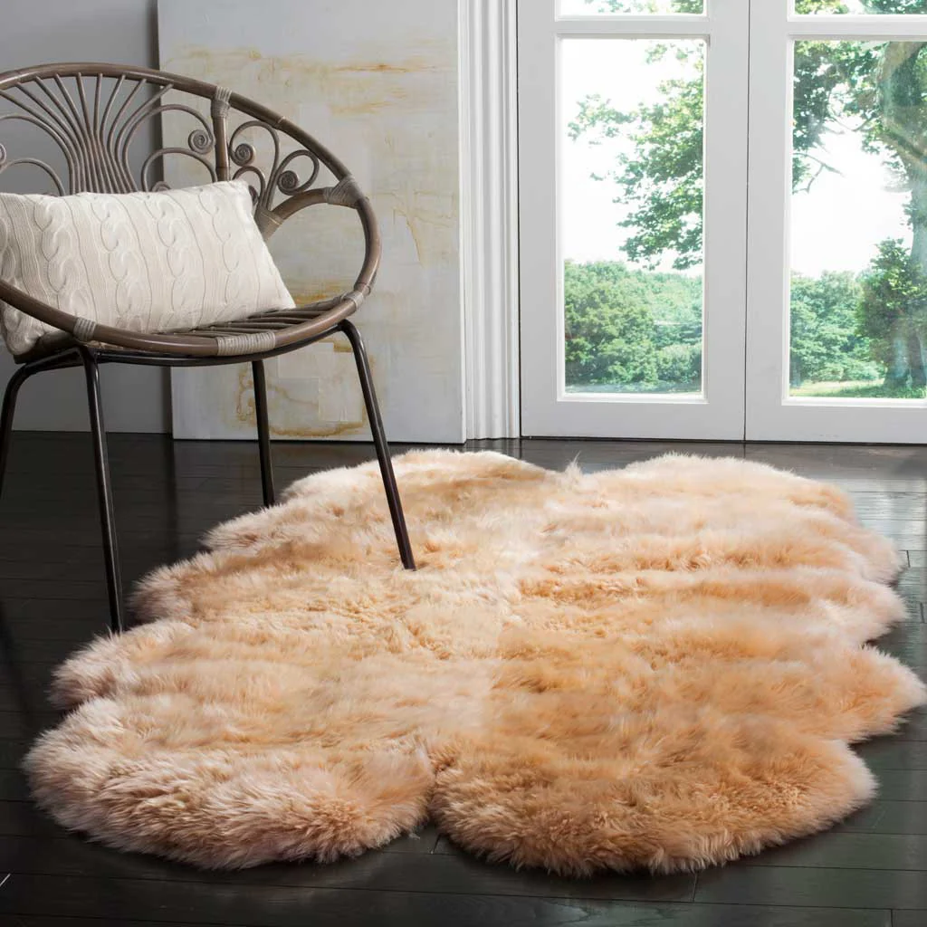 Sheepskin Pelt Natural Beige Area Rug - Image 4