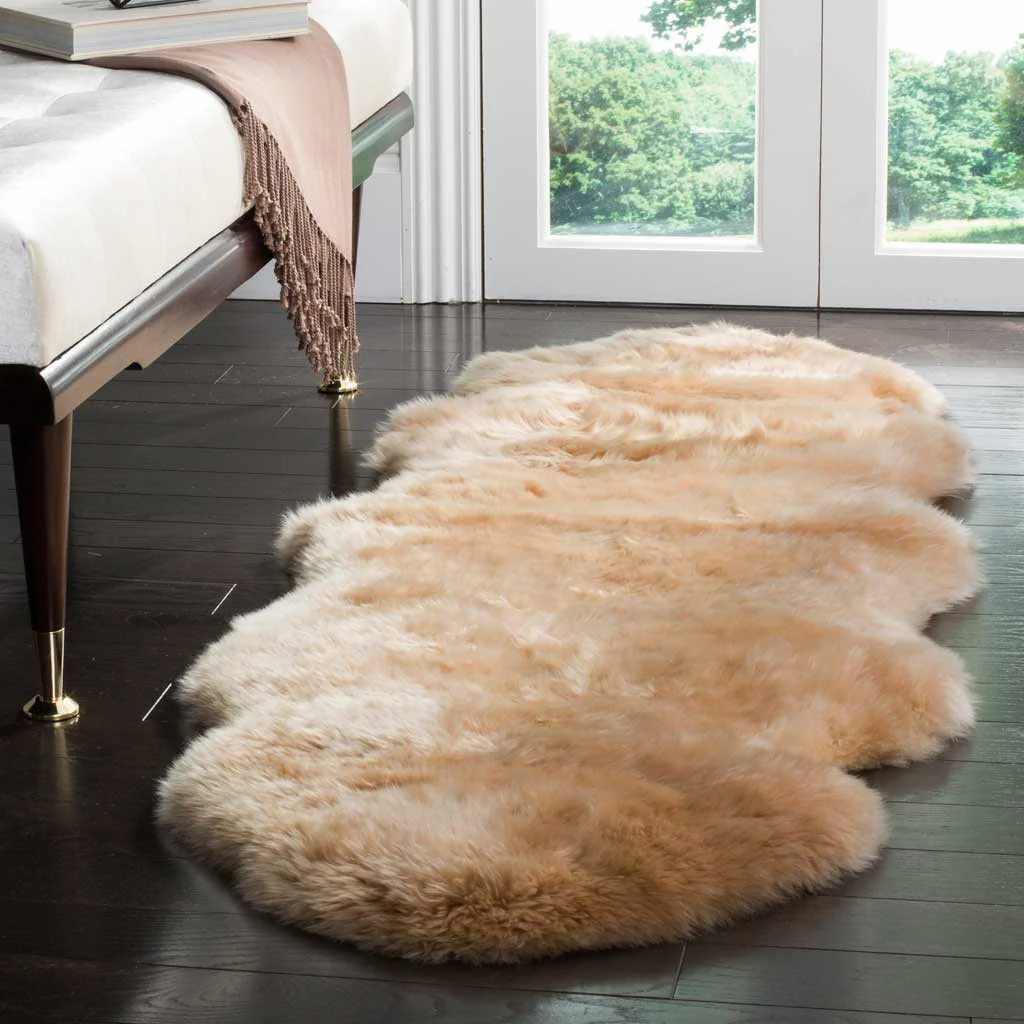 Sheepskin Pelt Natural Beige Runner Rug - Image 2