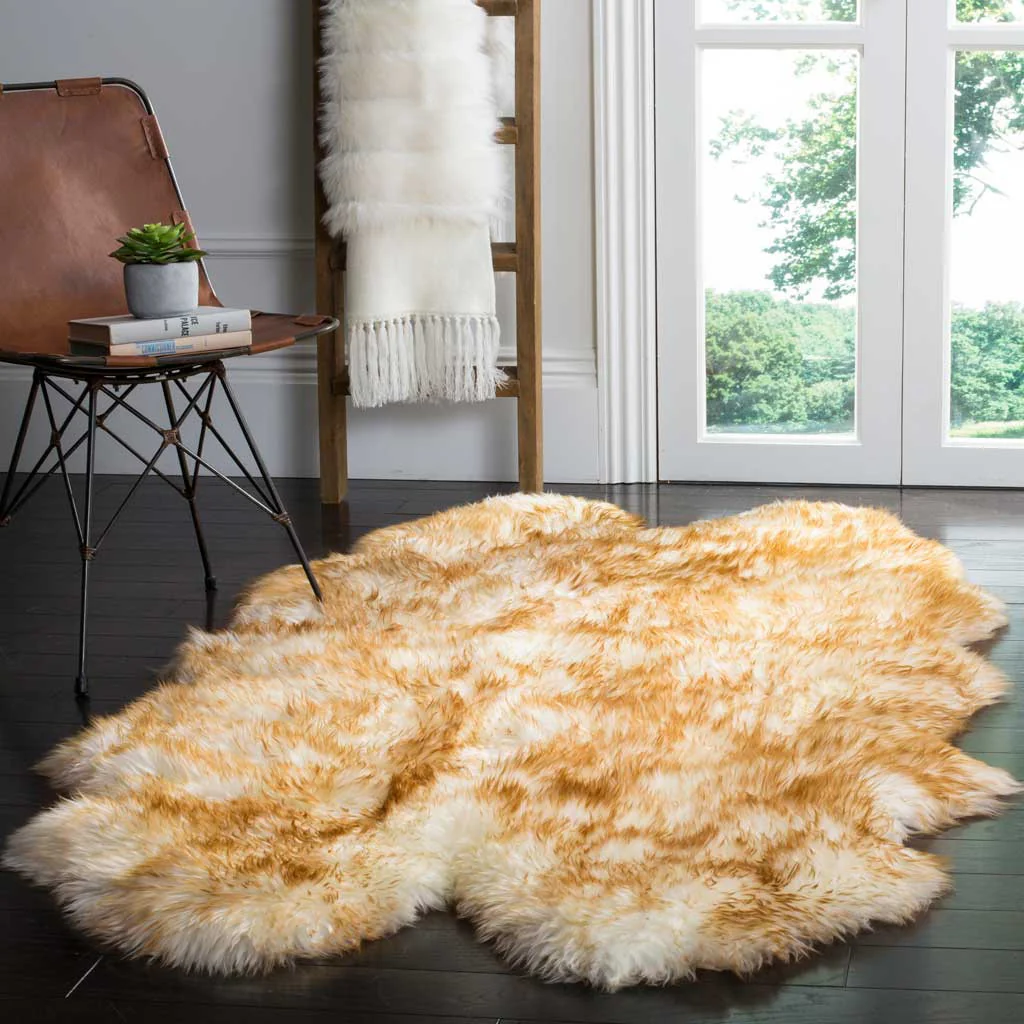 Sheepskin Pelt Off White/Coco Brown Area Rug - Image 4