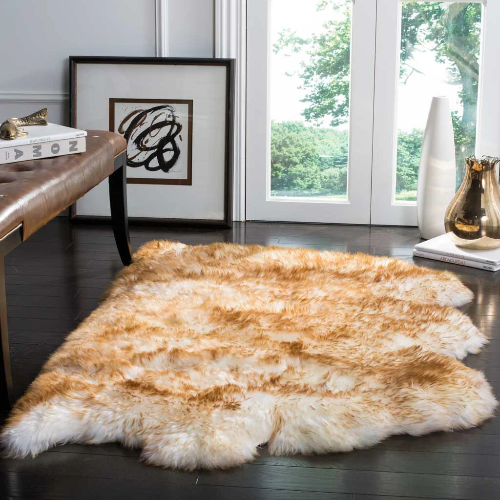 Sheepskin Pelt Off White/Coco Brown Area Rug - Image 5