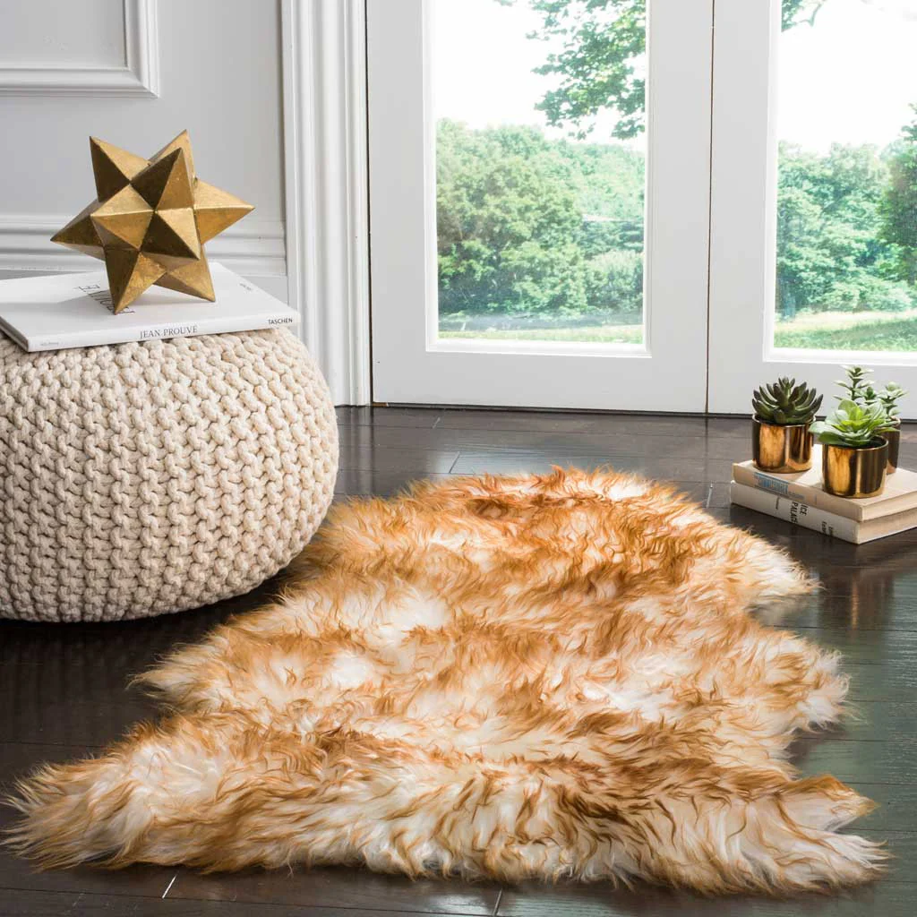 Sheepskin Pelt Off White/Coco Brown Area Rug - Image 6