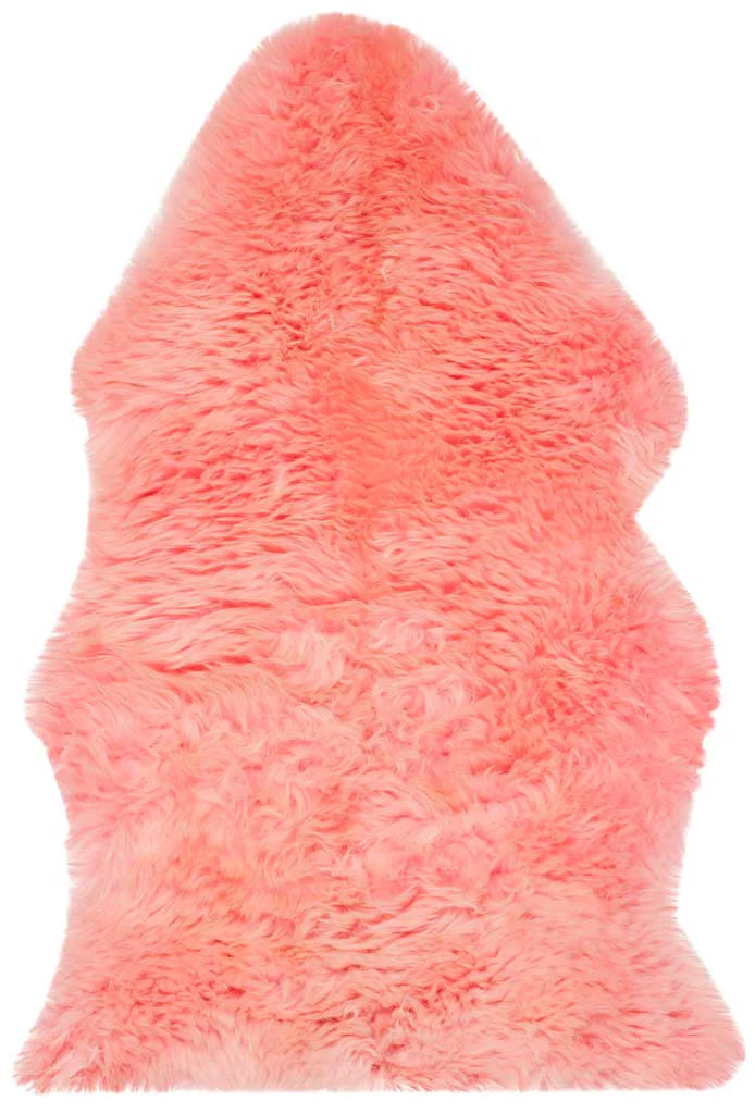 Sheepskin Pelt Solid Pink Area Rug - Image 3