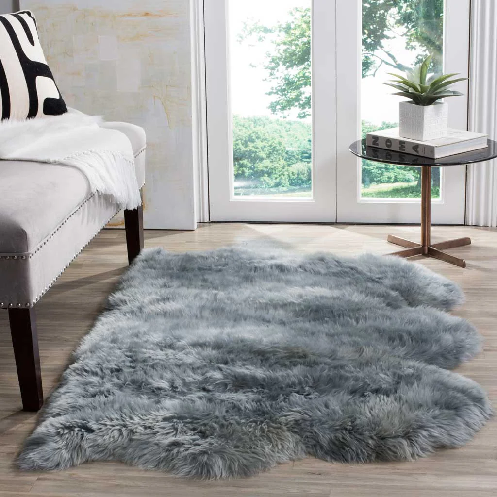 Sheepskin Pelt Steel Blue Area Rug - Image 5