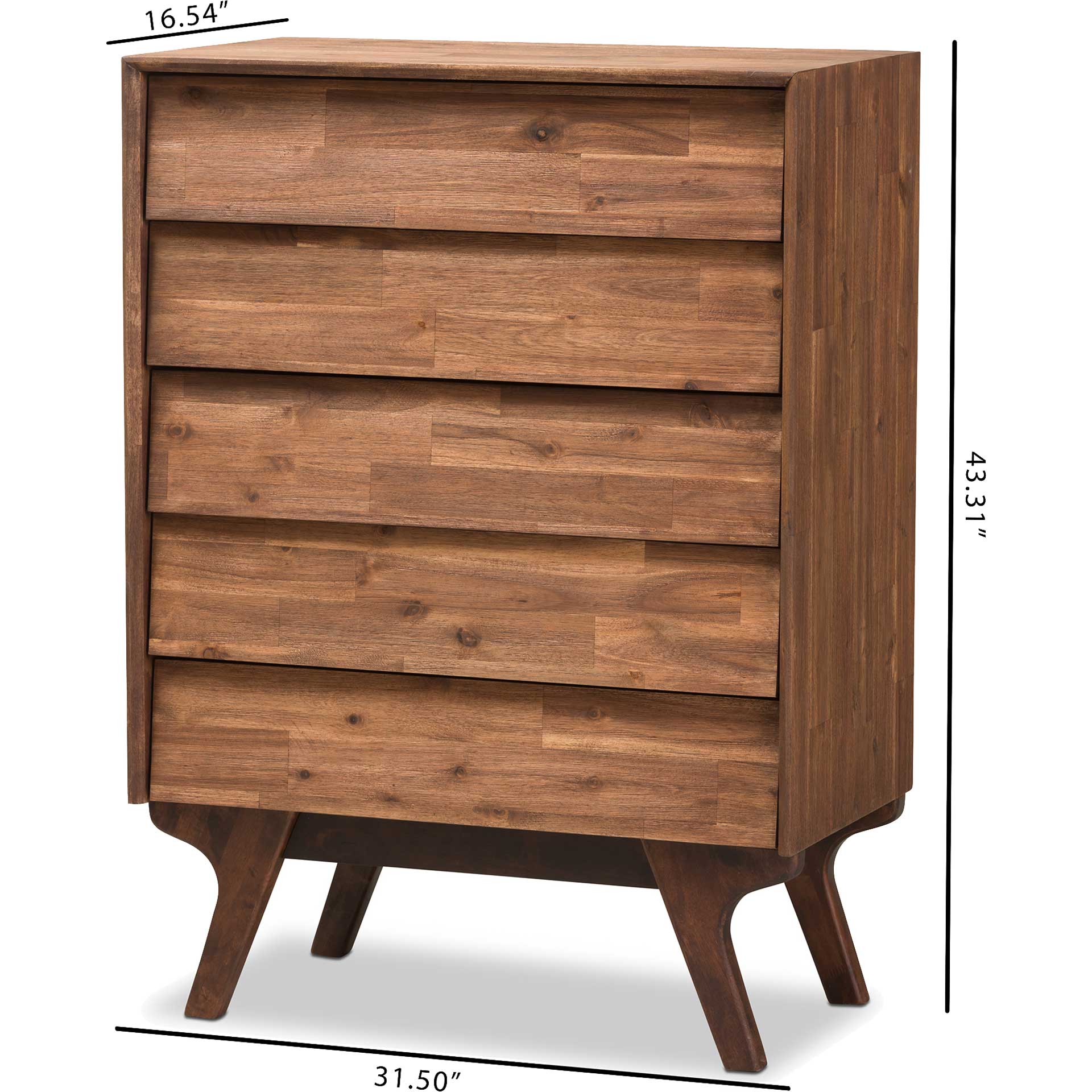 Siara 5-Drawer Chest Brown - Image 7