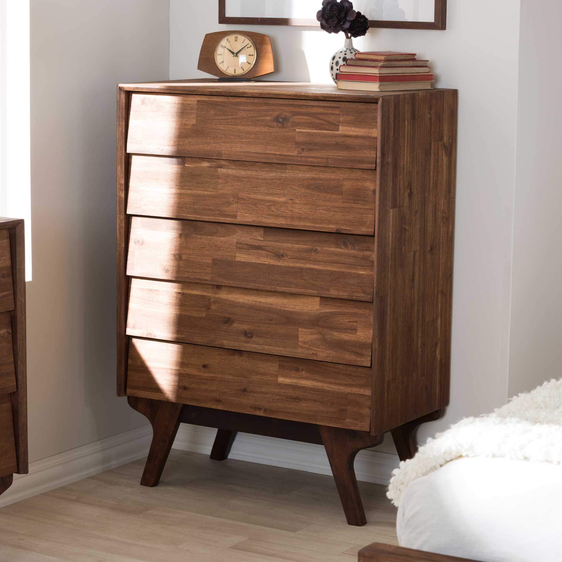 Siara 5-Drawer Chest Brown - Image 9
