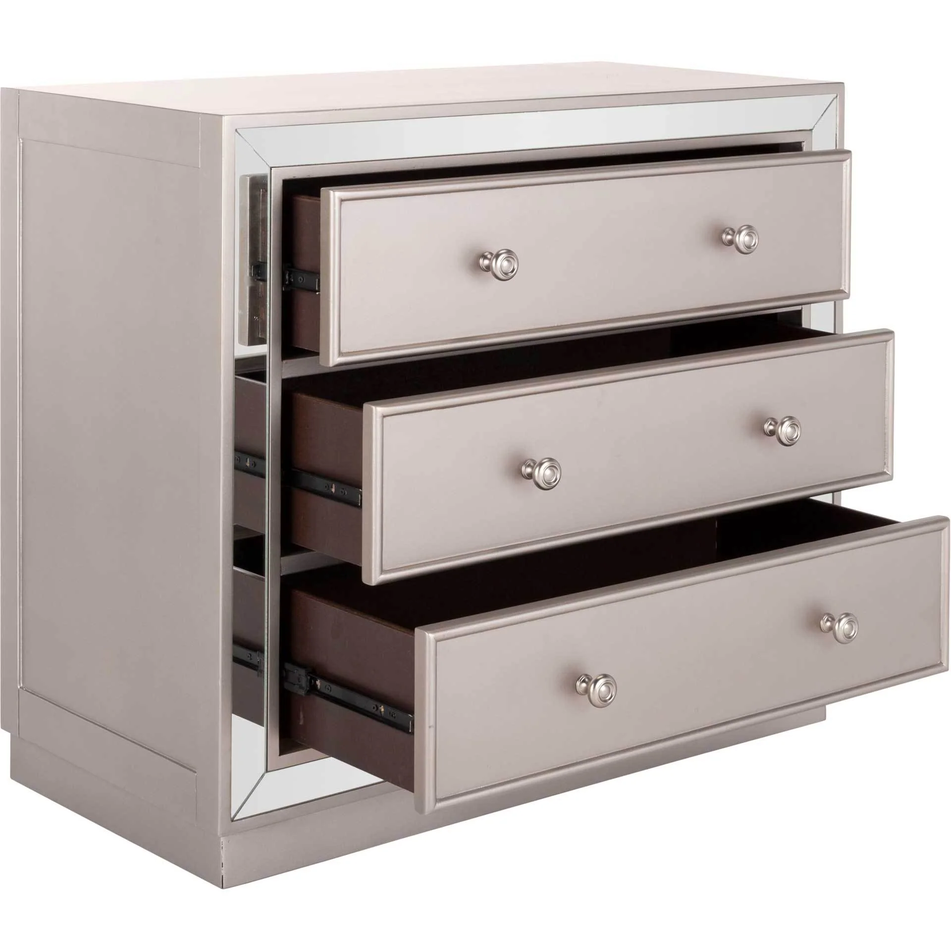 Sid 3 Drawer Chest Champagne/Nickel/Mirror - Image 2