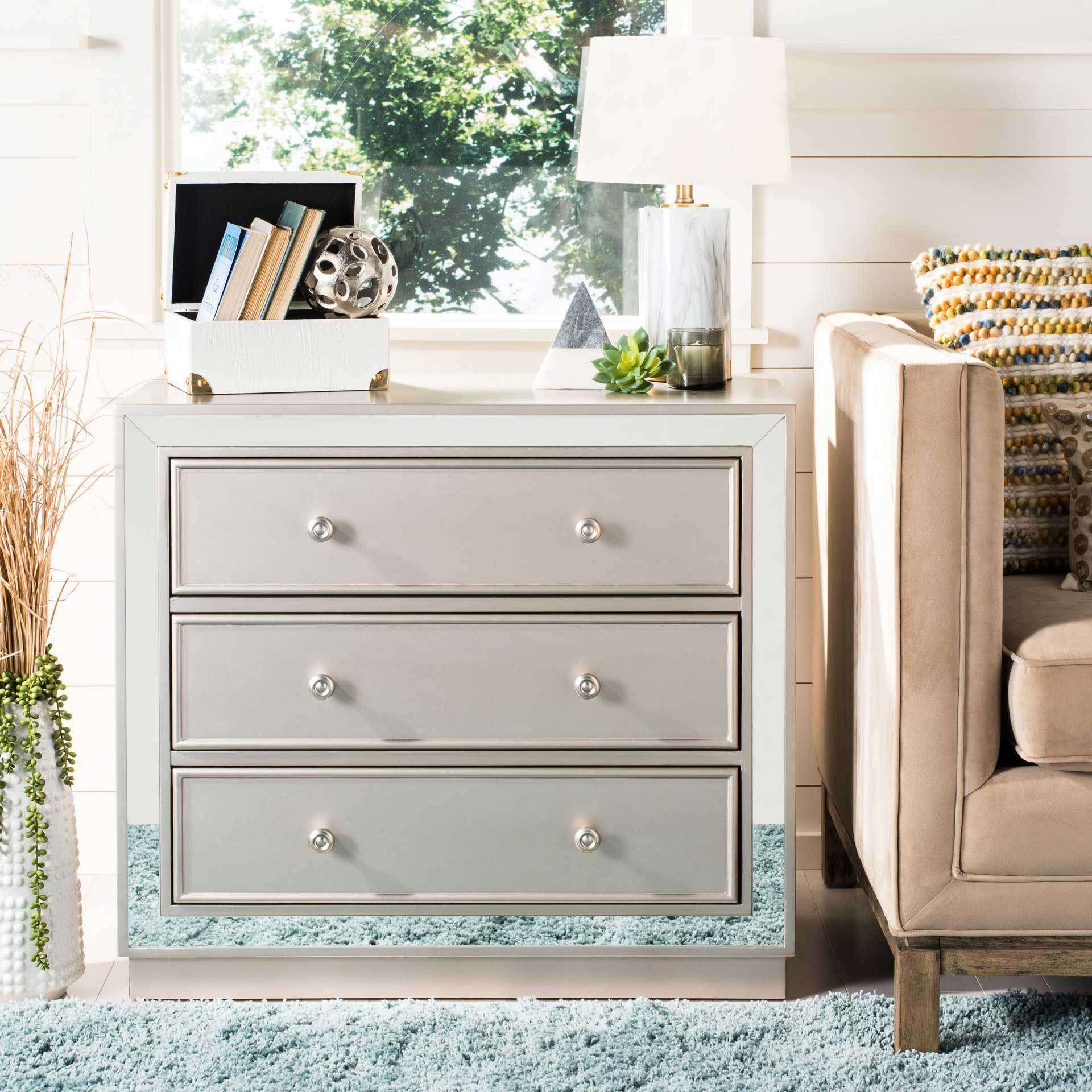 Sid 3 Drawer Chest Champagne/Nickel/Mirror - Image 4