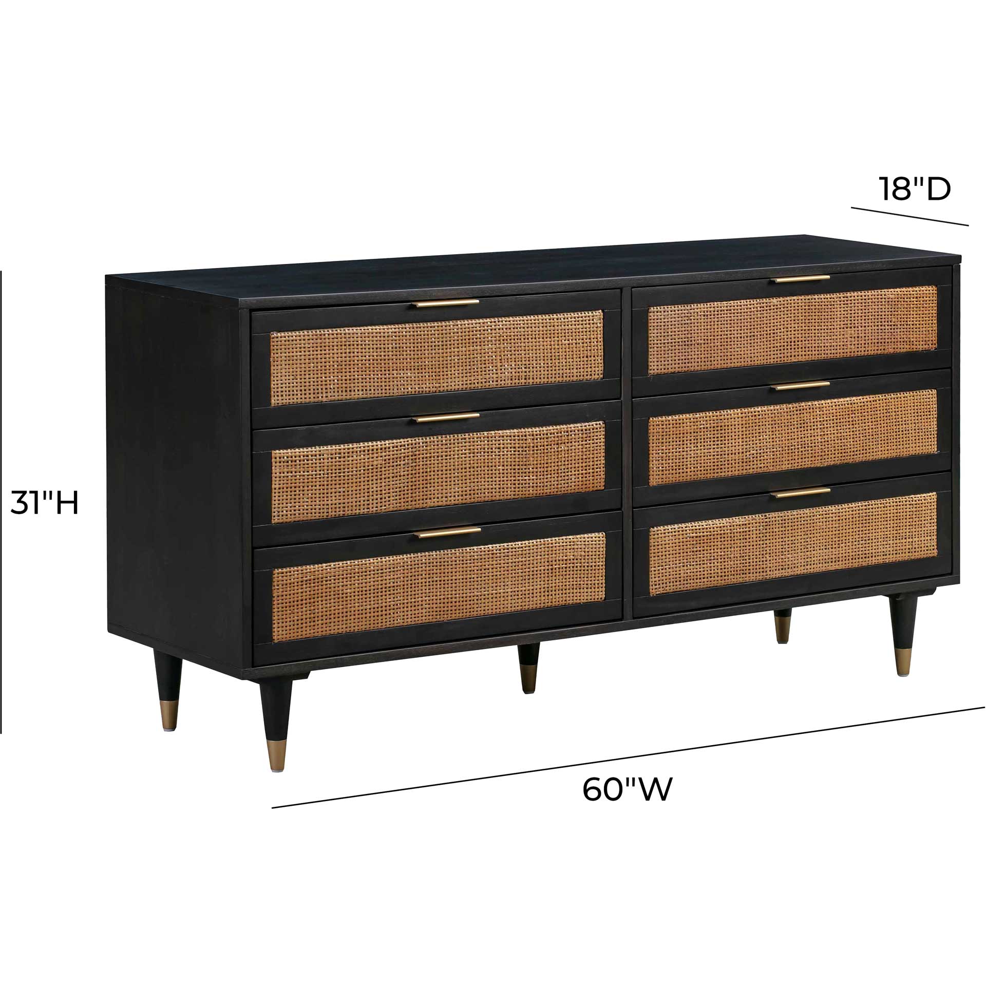Sidney 6 Drawer Dresser Black - Image 7