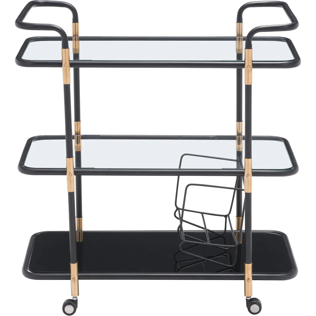 Siena Serving Cart Black & Gold - Image 3