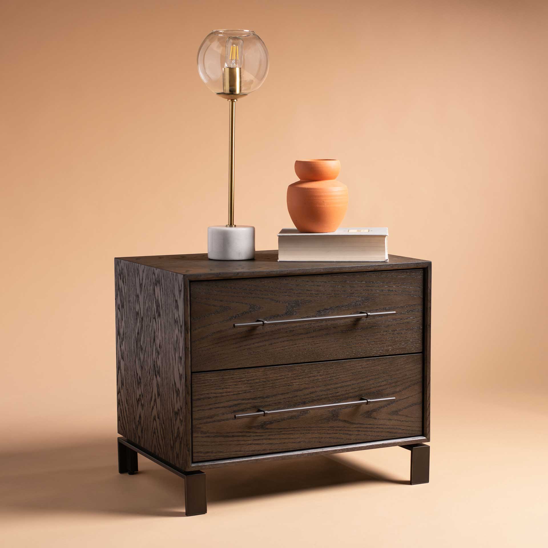 Silas 2 Drawer Wood Nightstand Dark Walnut - Image 8