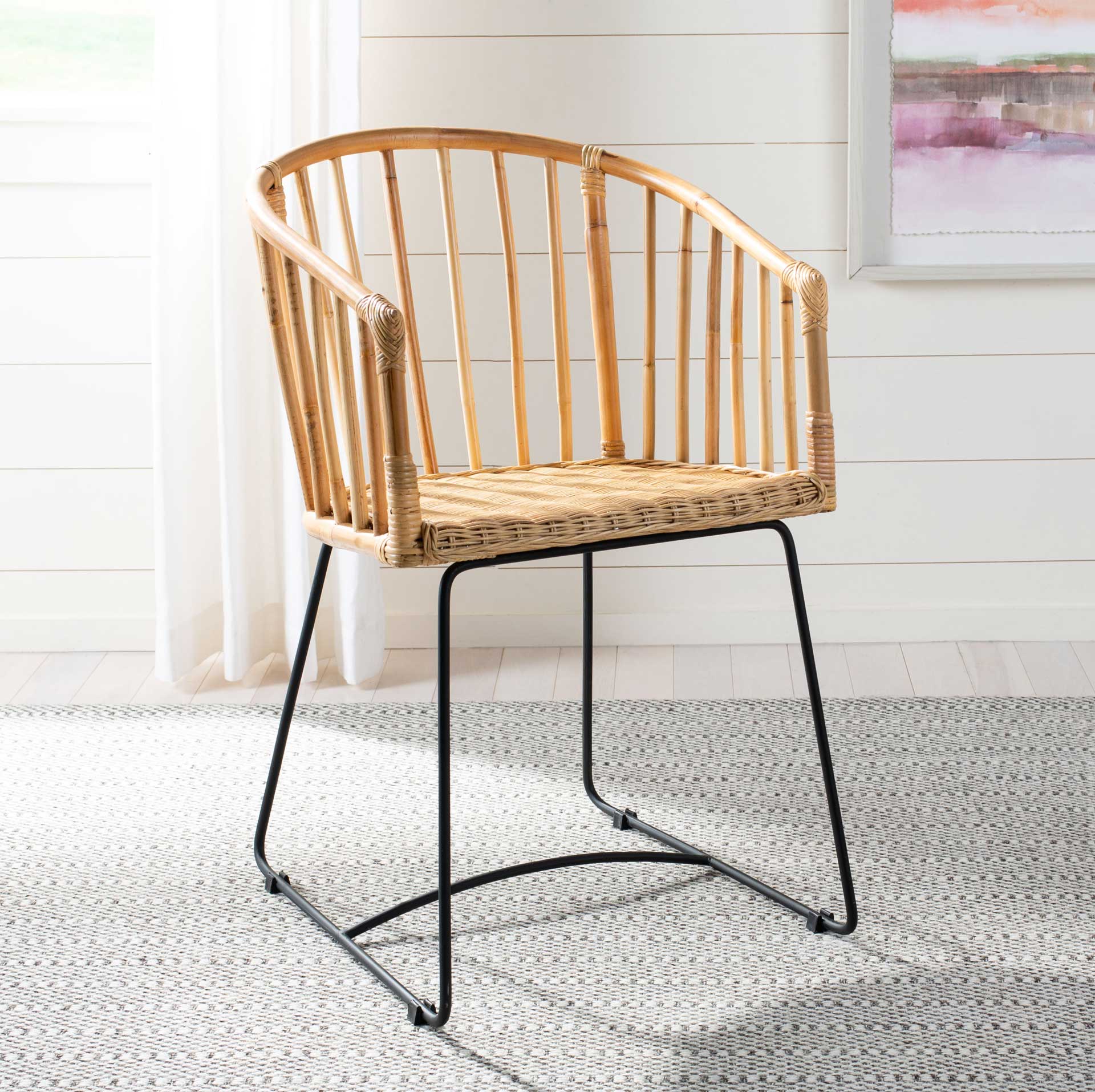 Siltan Rattan Barrel Dining Chair Natural/Black - Image 7