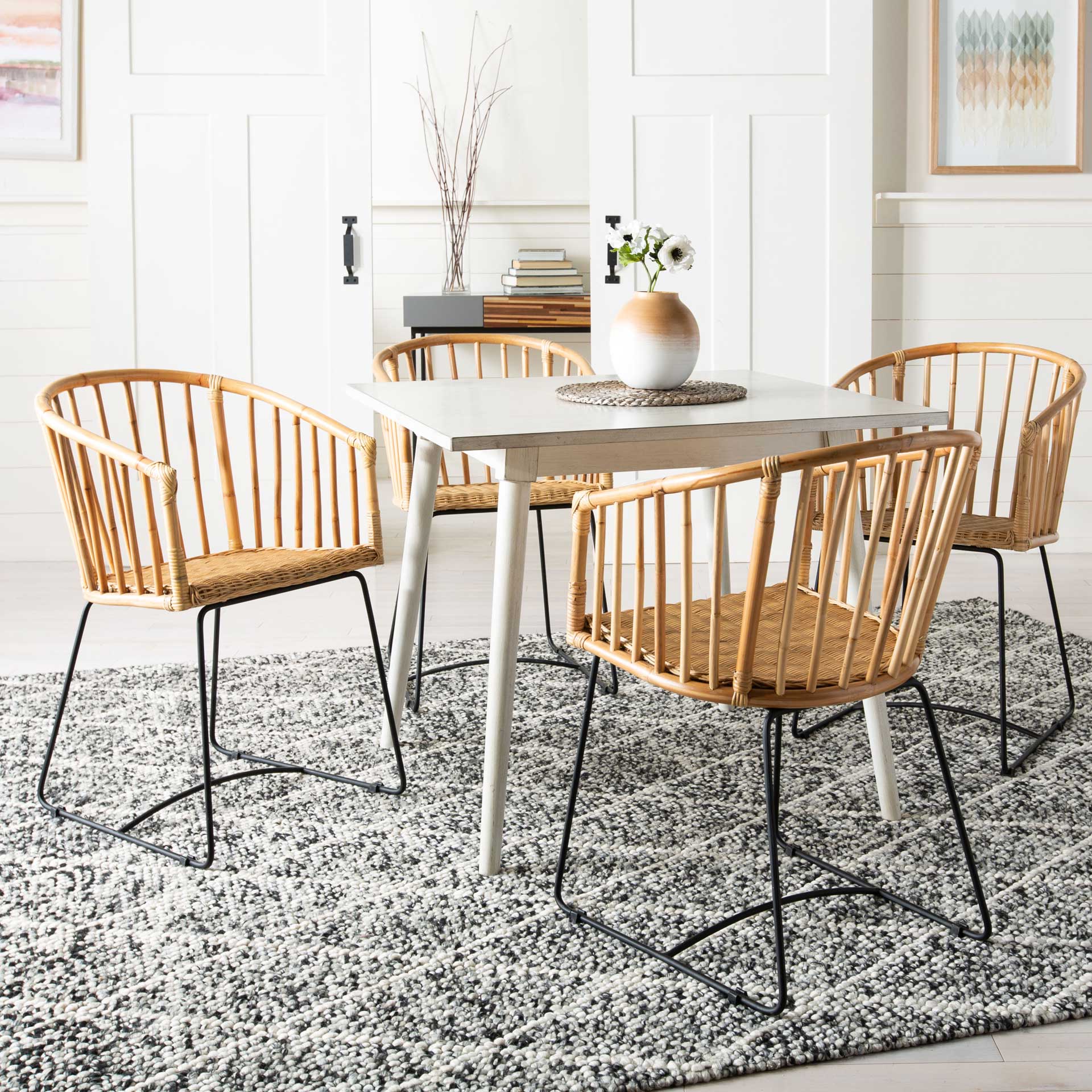 Siltan Rattan Barrel Dining Chair Natural/Black - Image 8