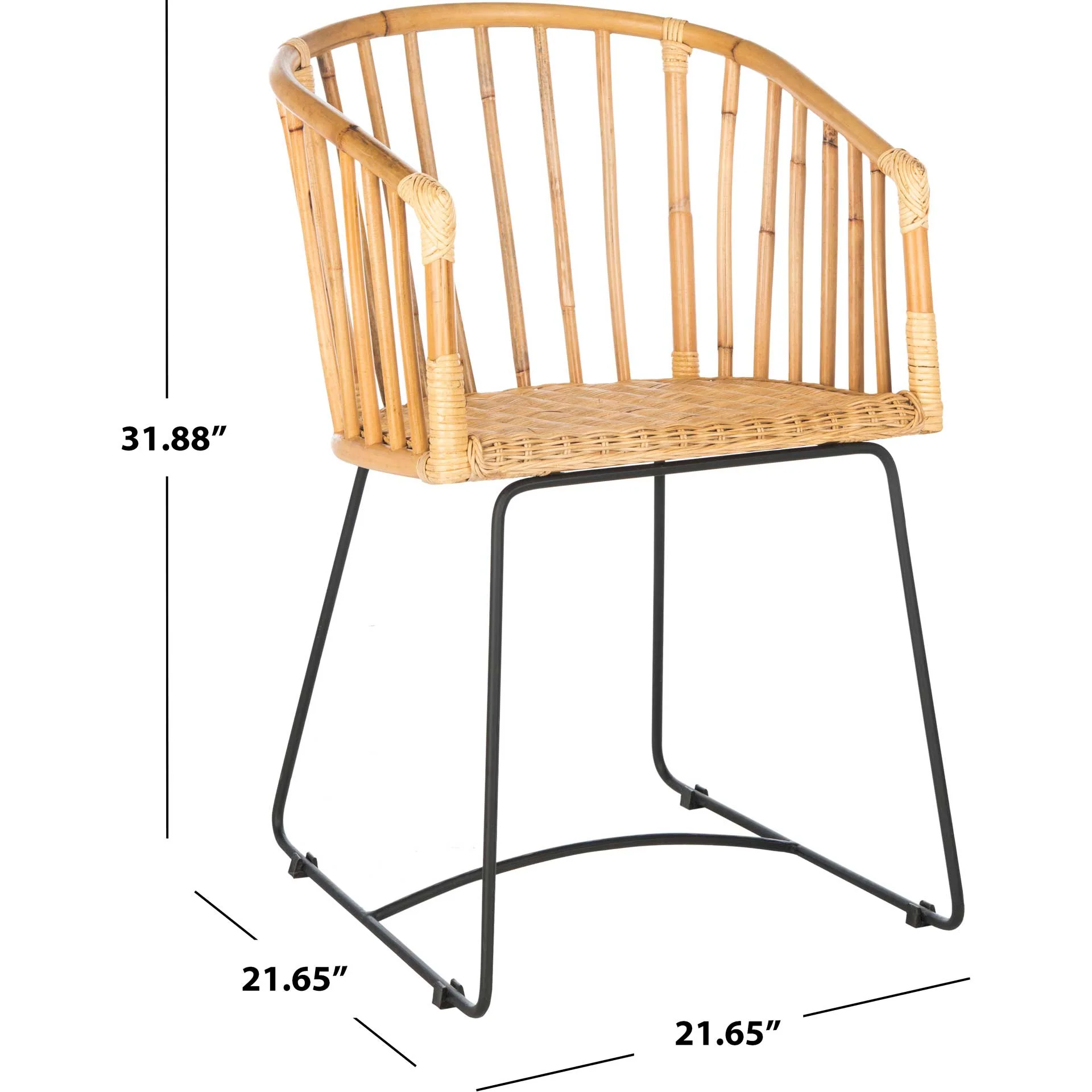 Siltan Rattan Barrel Dining Chair Natural/Black - Image 9
