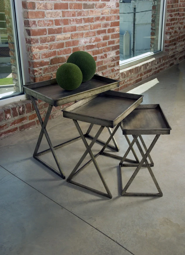Silver 3-Piece Leaf Tray Tables - Image 2