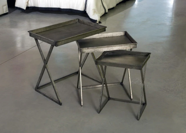 Silver 3-Piece Leaf Tray Tables - Image 3