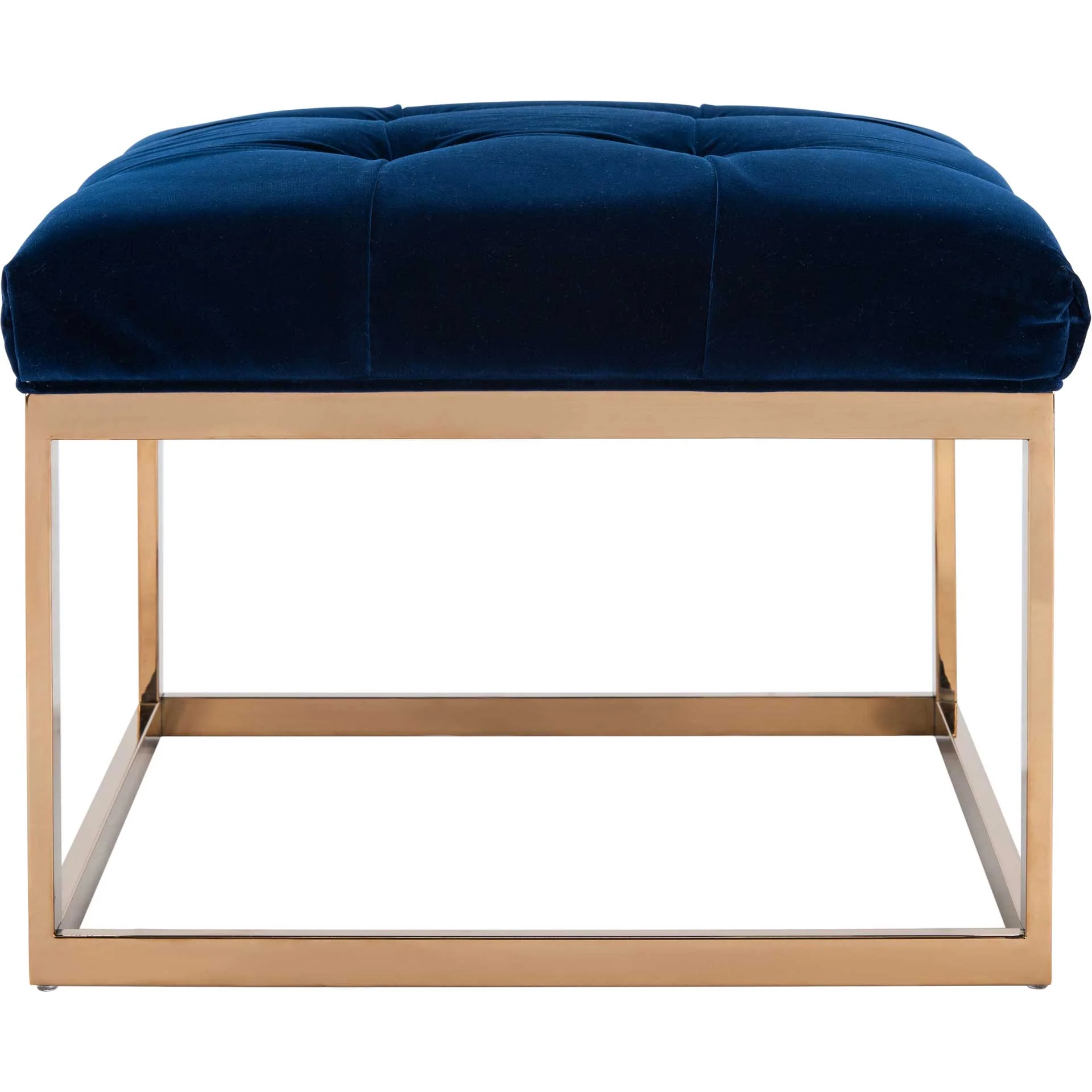 Simeon Navy Velvet Tufted Ottoman Giotto Navy - Image 2