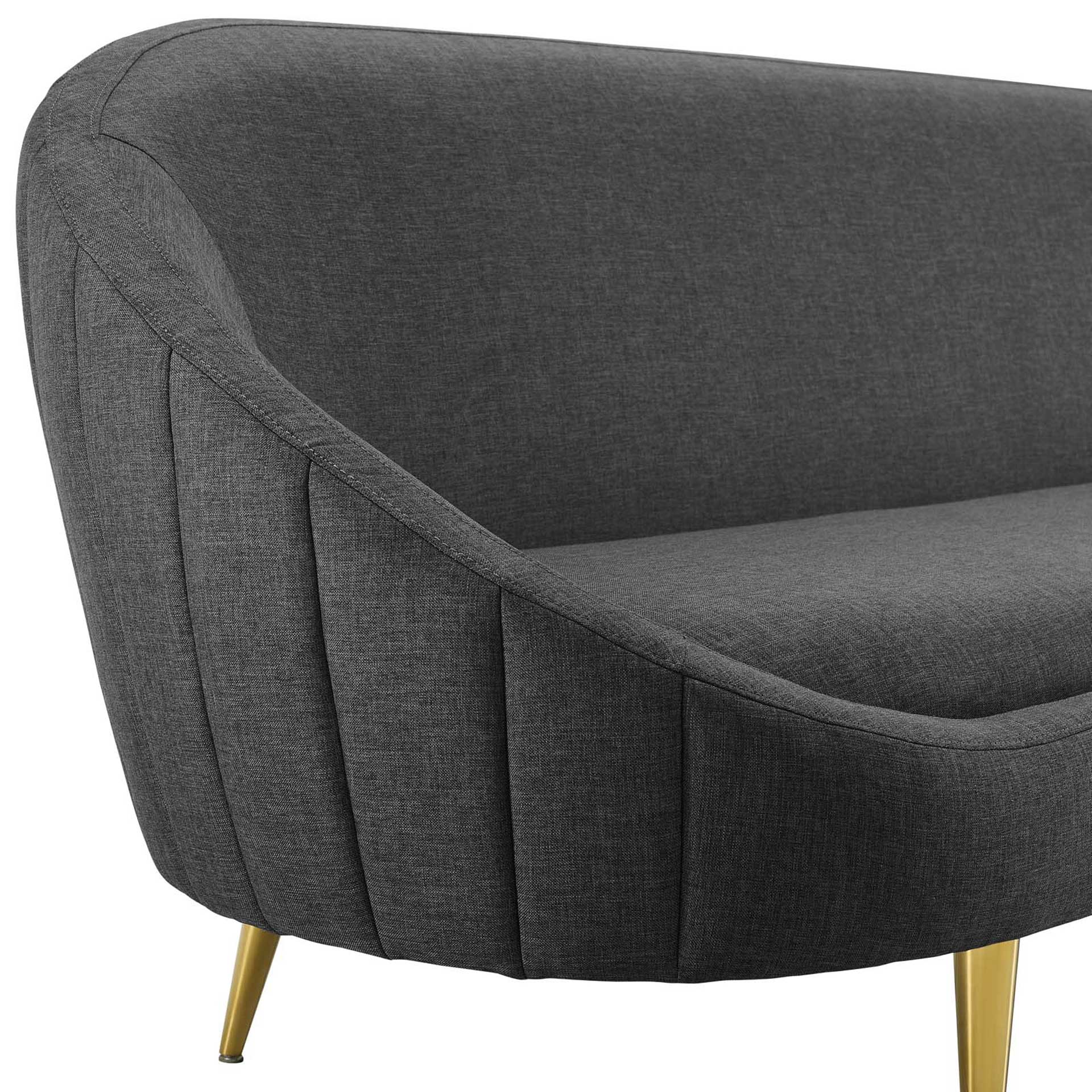 Simeon Vertical Curve Back Fabric Sofa Gray - Image 4