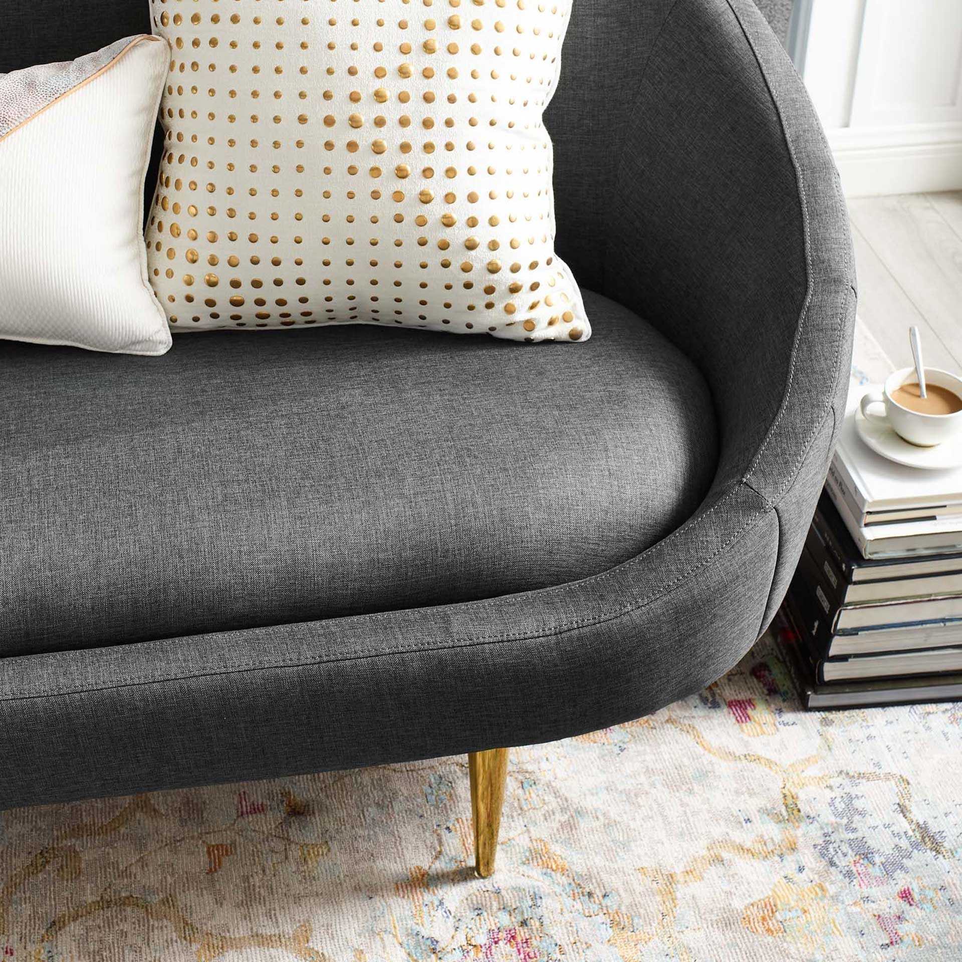 Simeon Vertical Curve Back Fabric Sofa Gray - Image 5