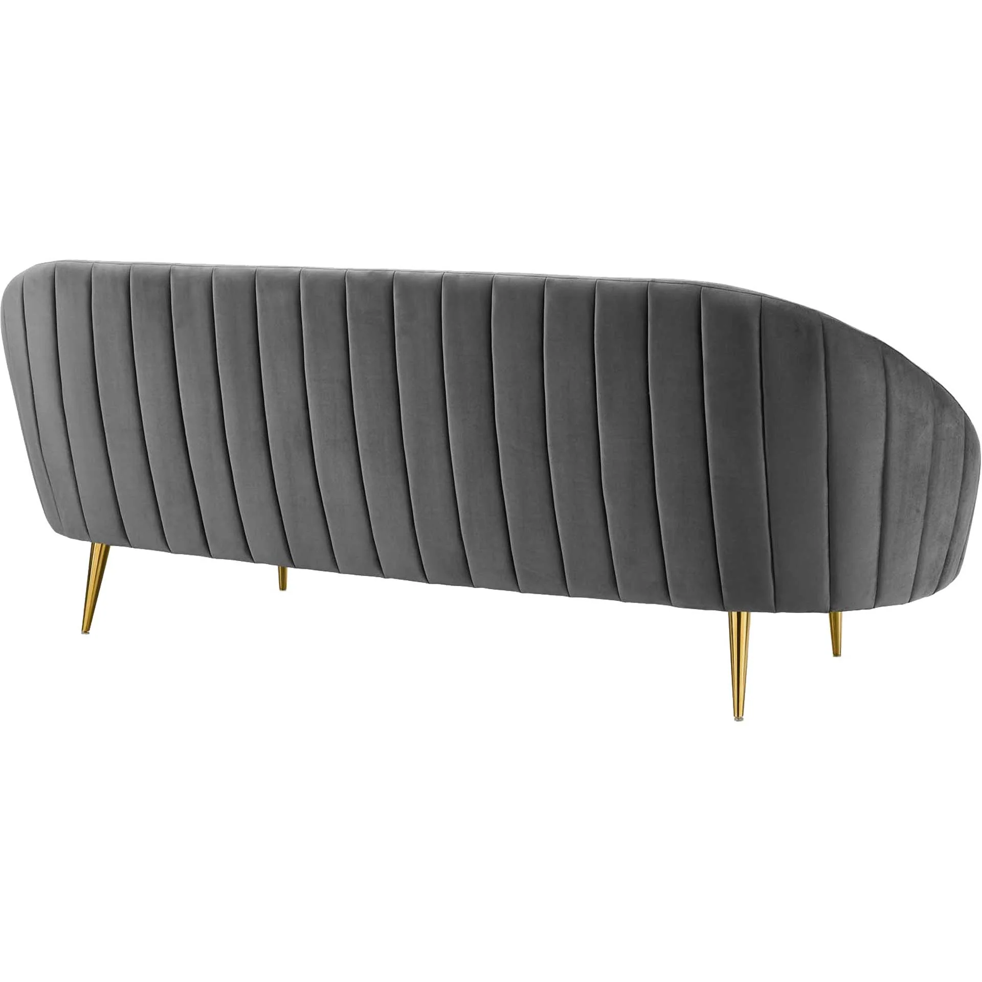 Simeon Vertical Curve Back Velvet Sofa Gray - Image 3
