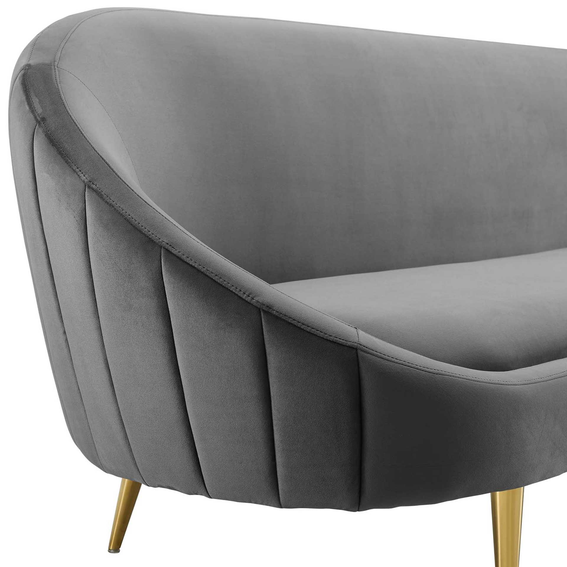 Simeon Vertical Curve Back Velvet Sofa Gray - Image 4