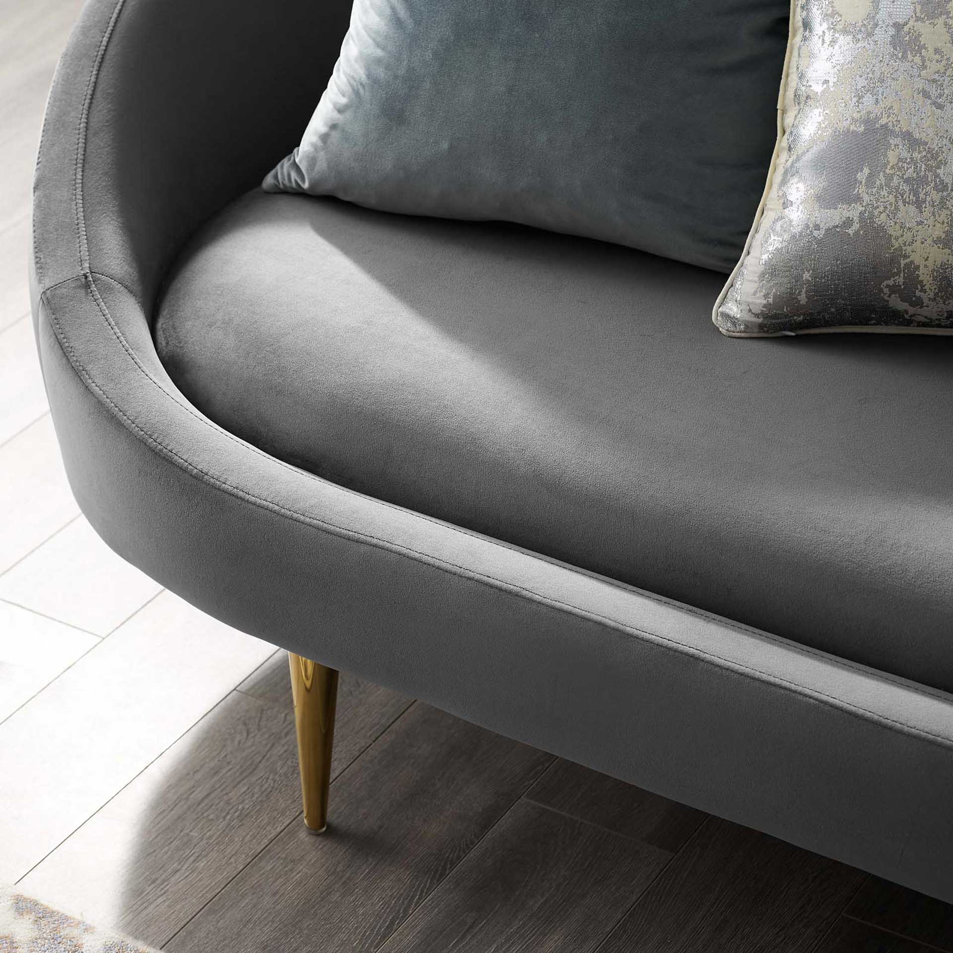 Simeon Vertical Curve Back Velvet Sofa Gray - Image 5