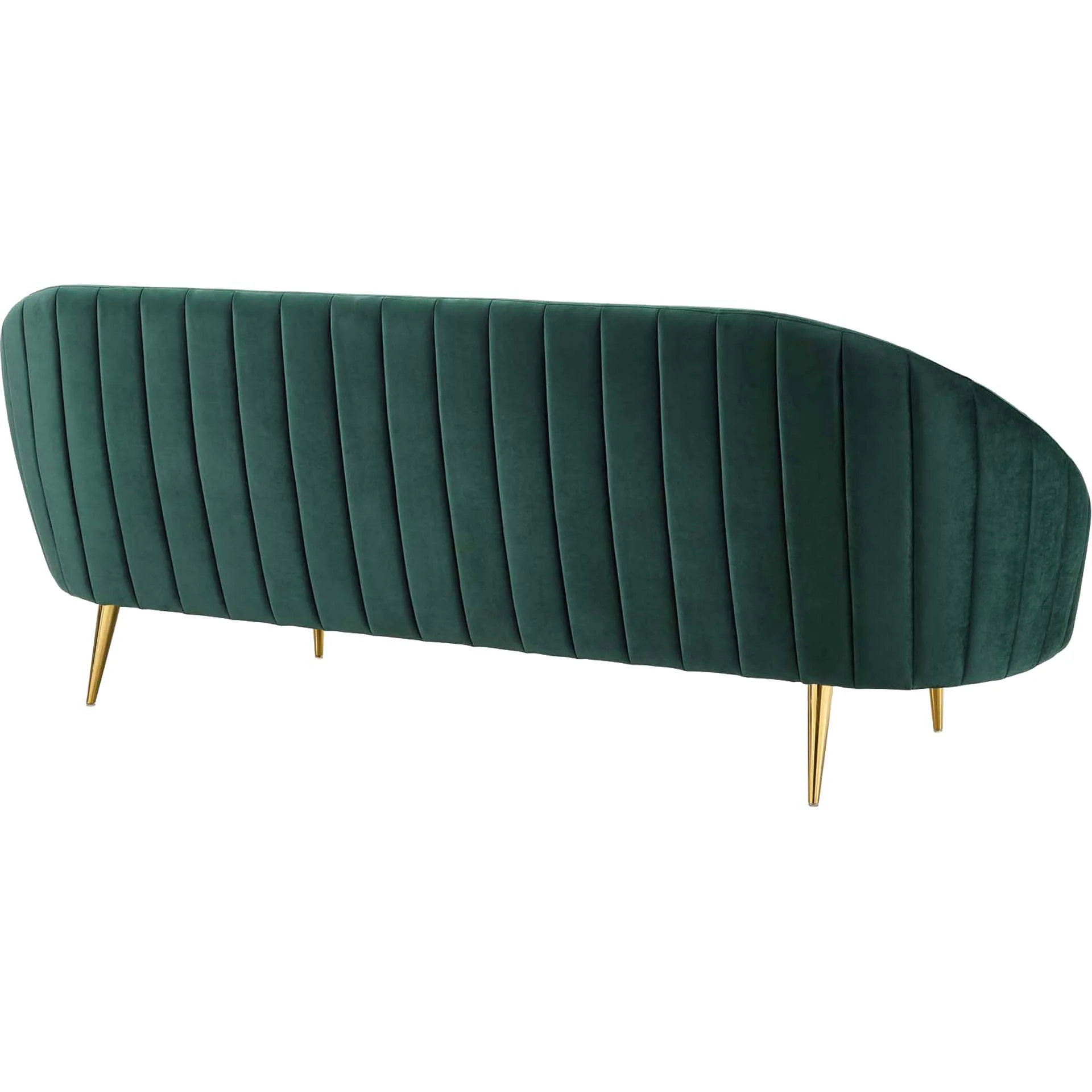Simeon Vertical Curve Back Velvet Sofa Green - Image 3