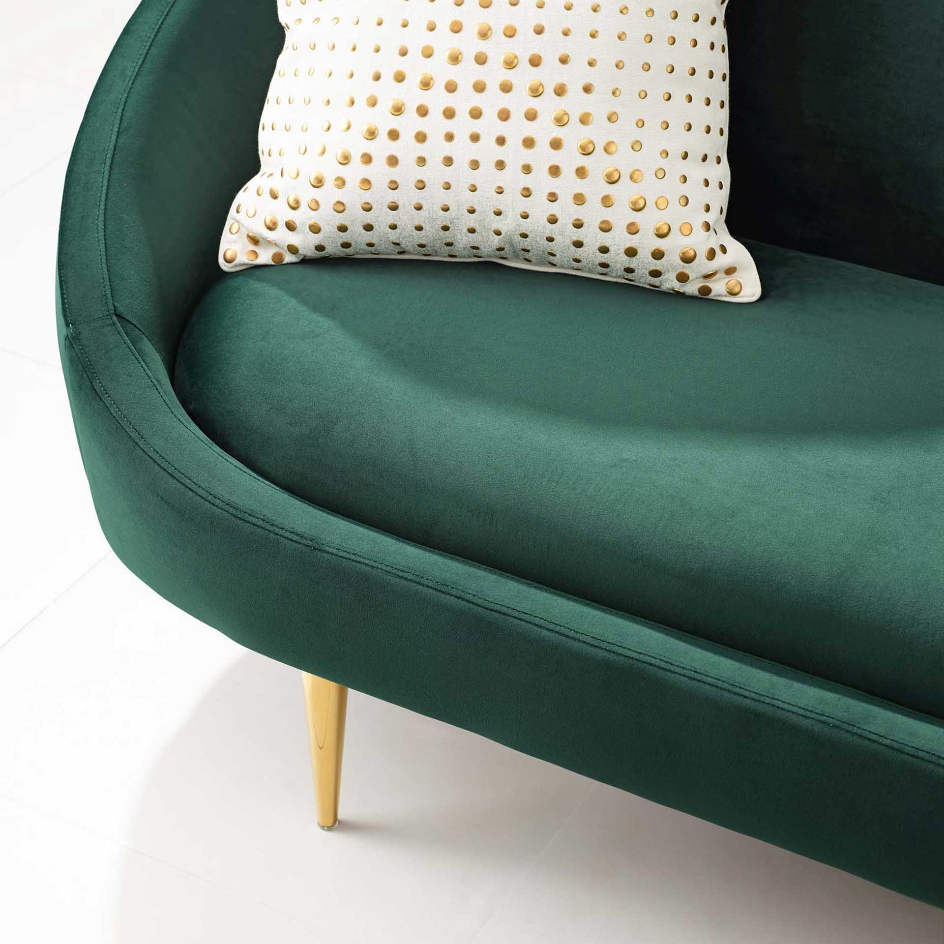Simeon Vertical Curve Back Velvet Sofa Green - Image 5