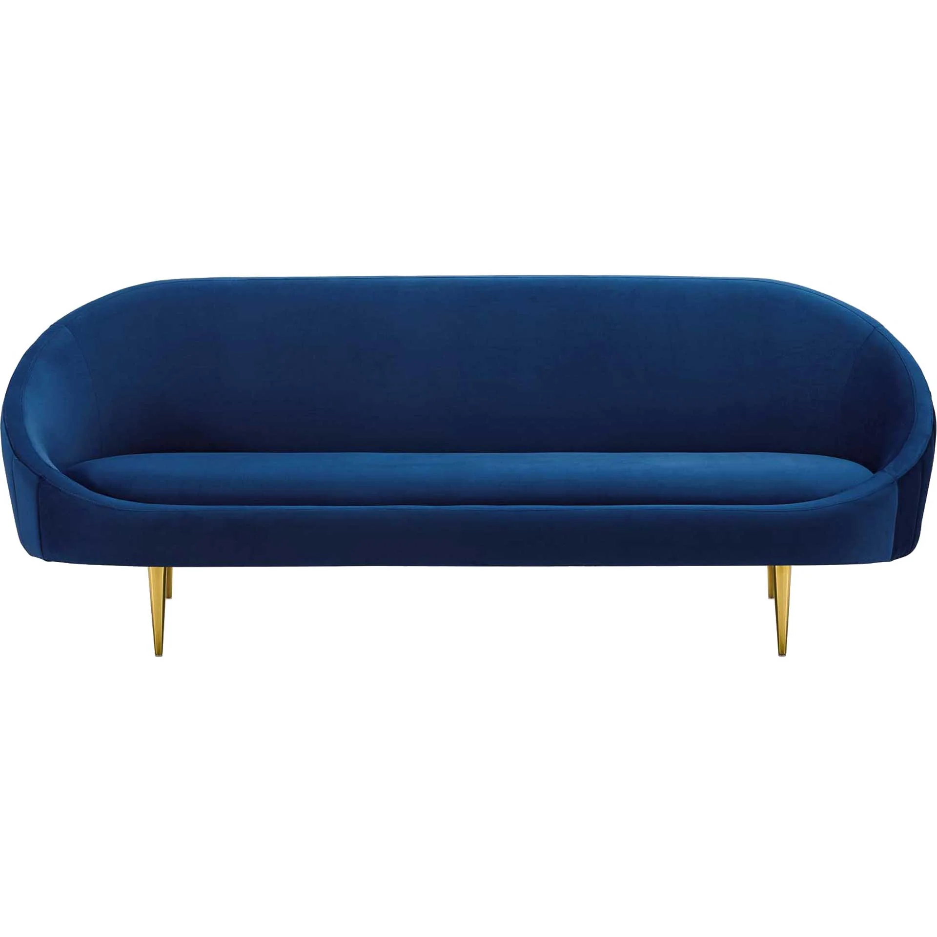Simeon Vertical Curve Back Velvet Sofa Navy - Image 2
