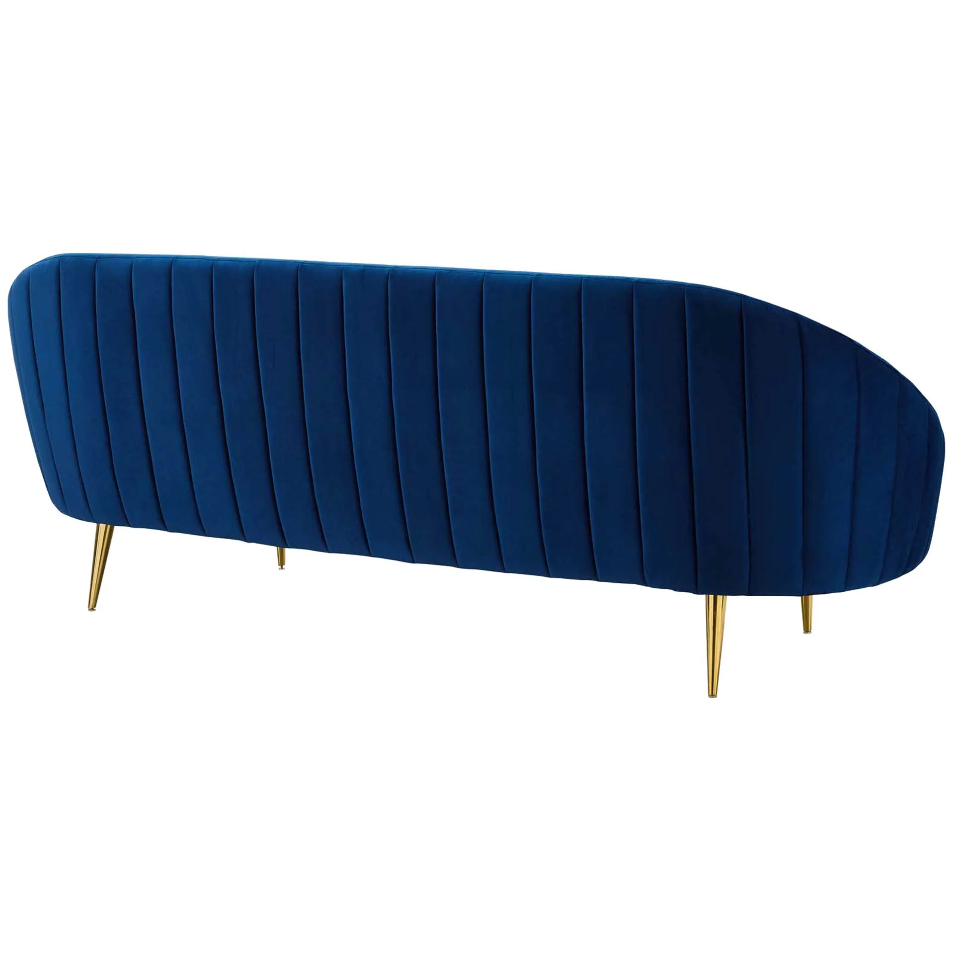 Simeon Vertical Curve Back Velvet Sofa Navy - Image 3