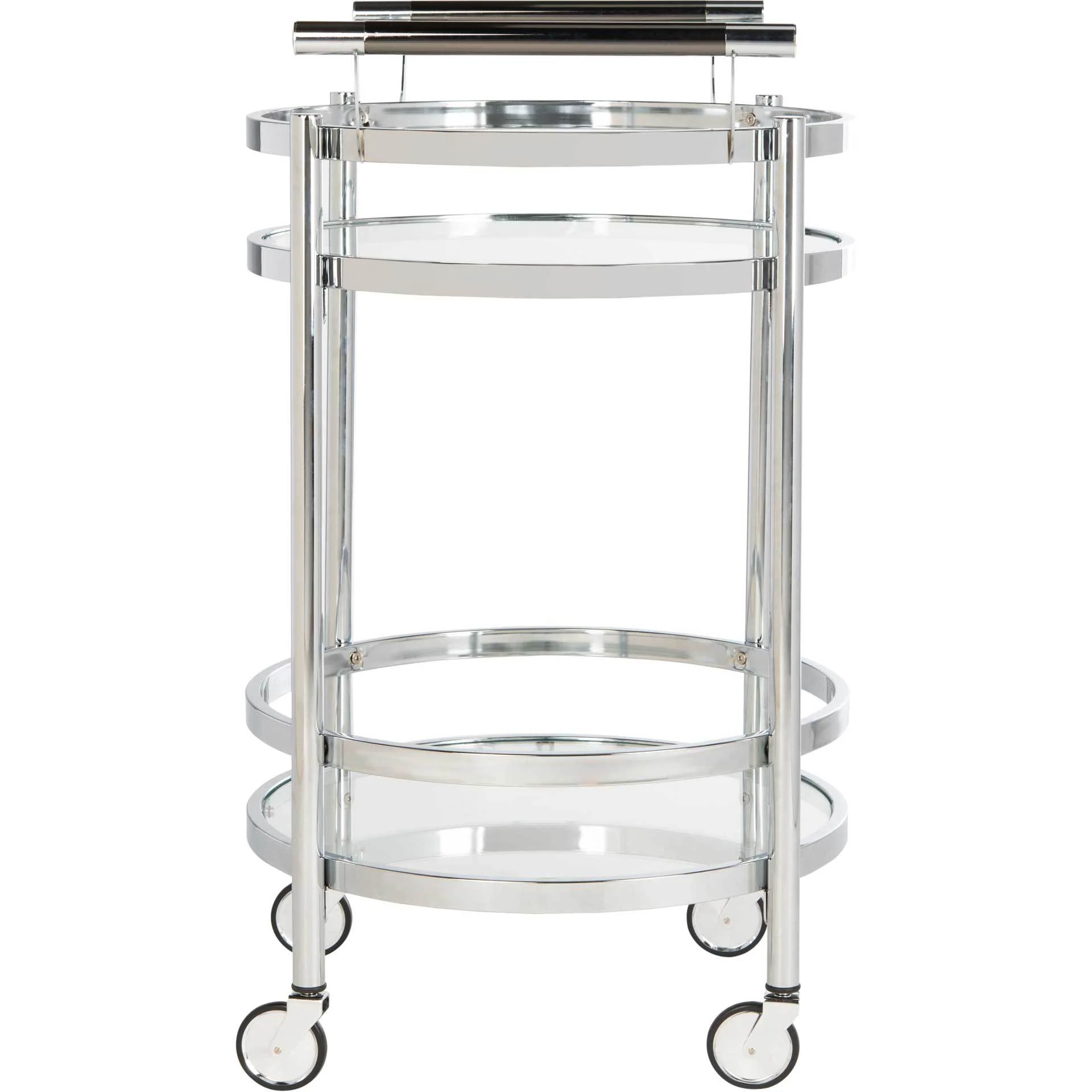 Simon 2 Tier Round Bar Cart Chrome - Image 3