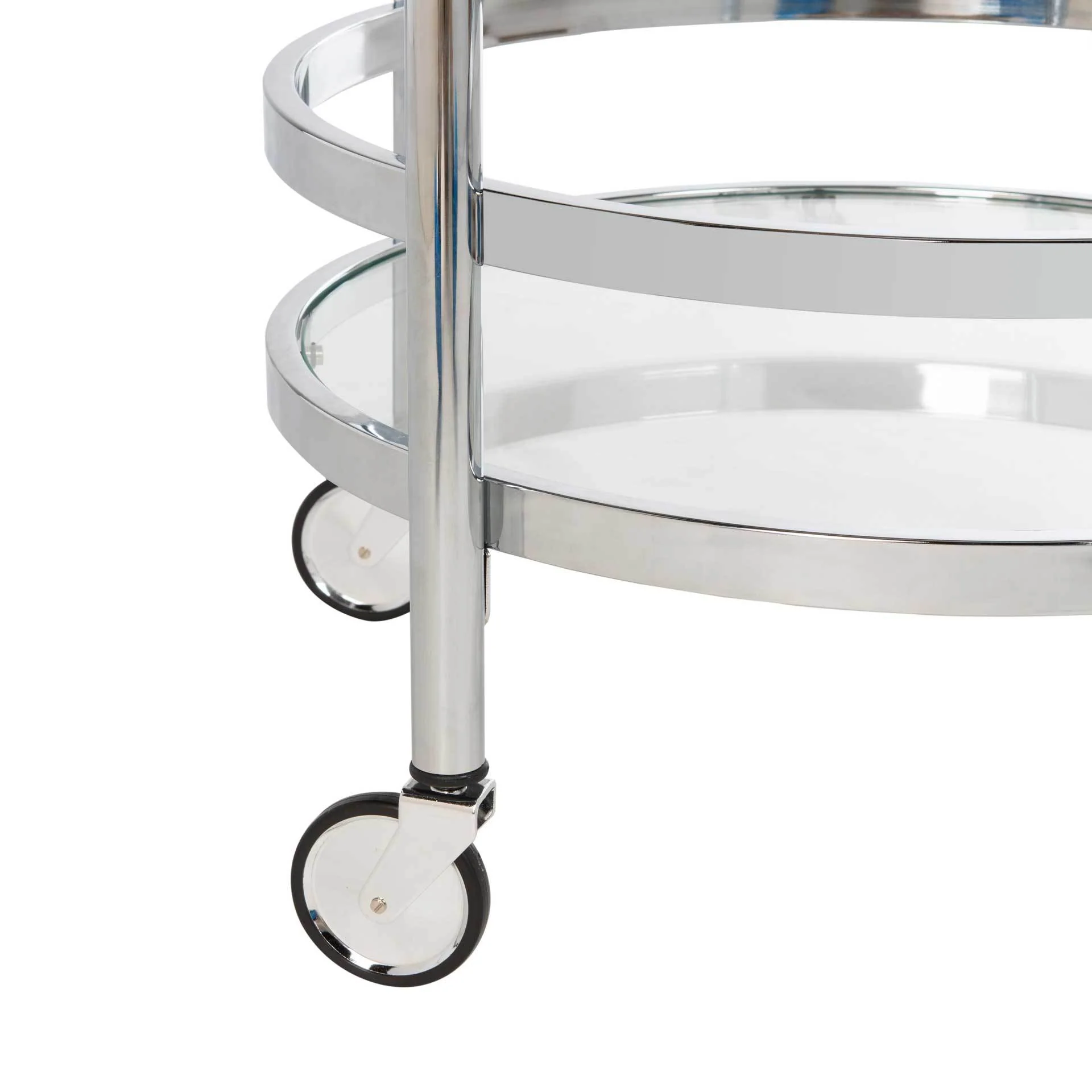 Simon 2 Tier Round Bar Cart Chrome - Image 5