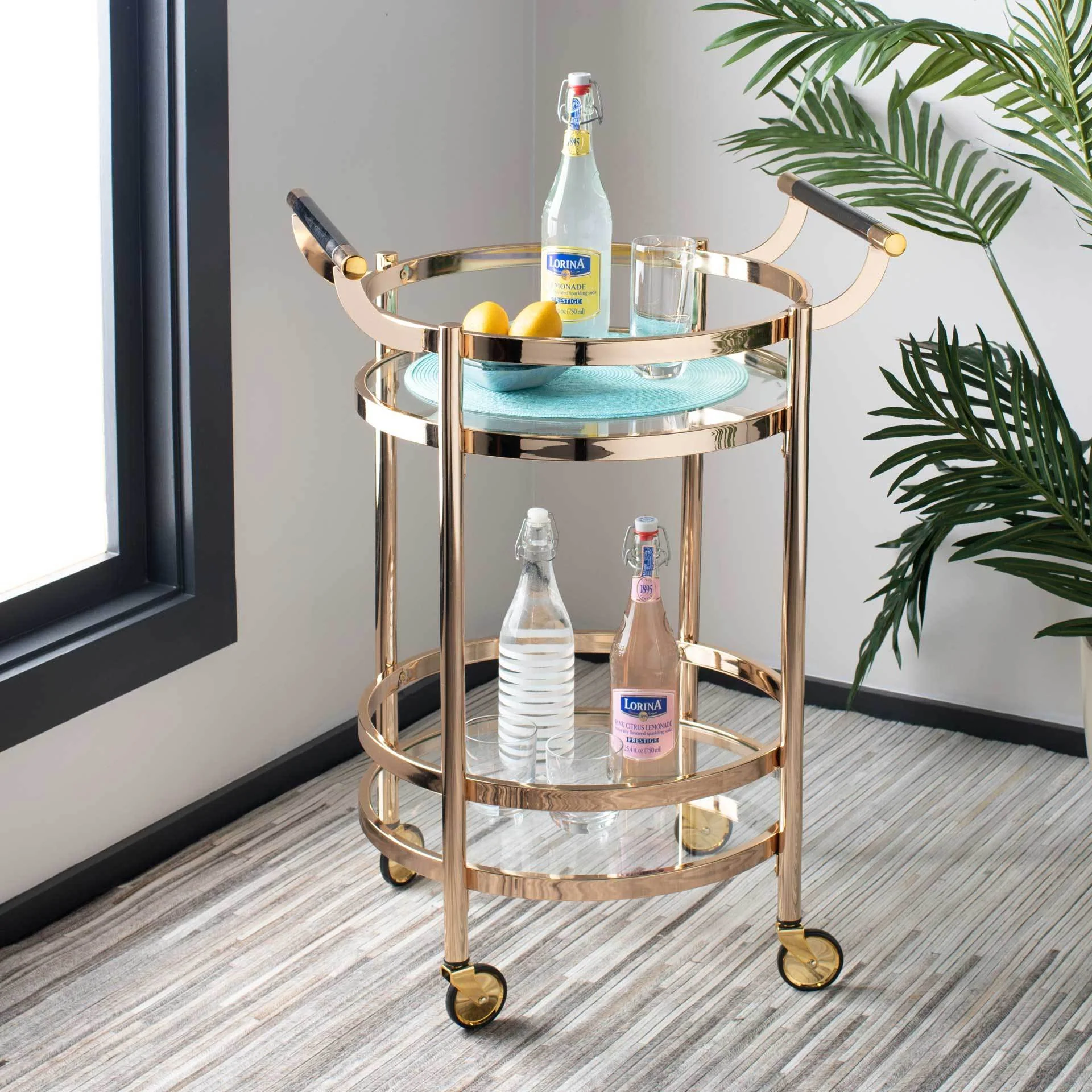 Simon 2 Tier Round Bar Cart Gold - Image 6