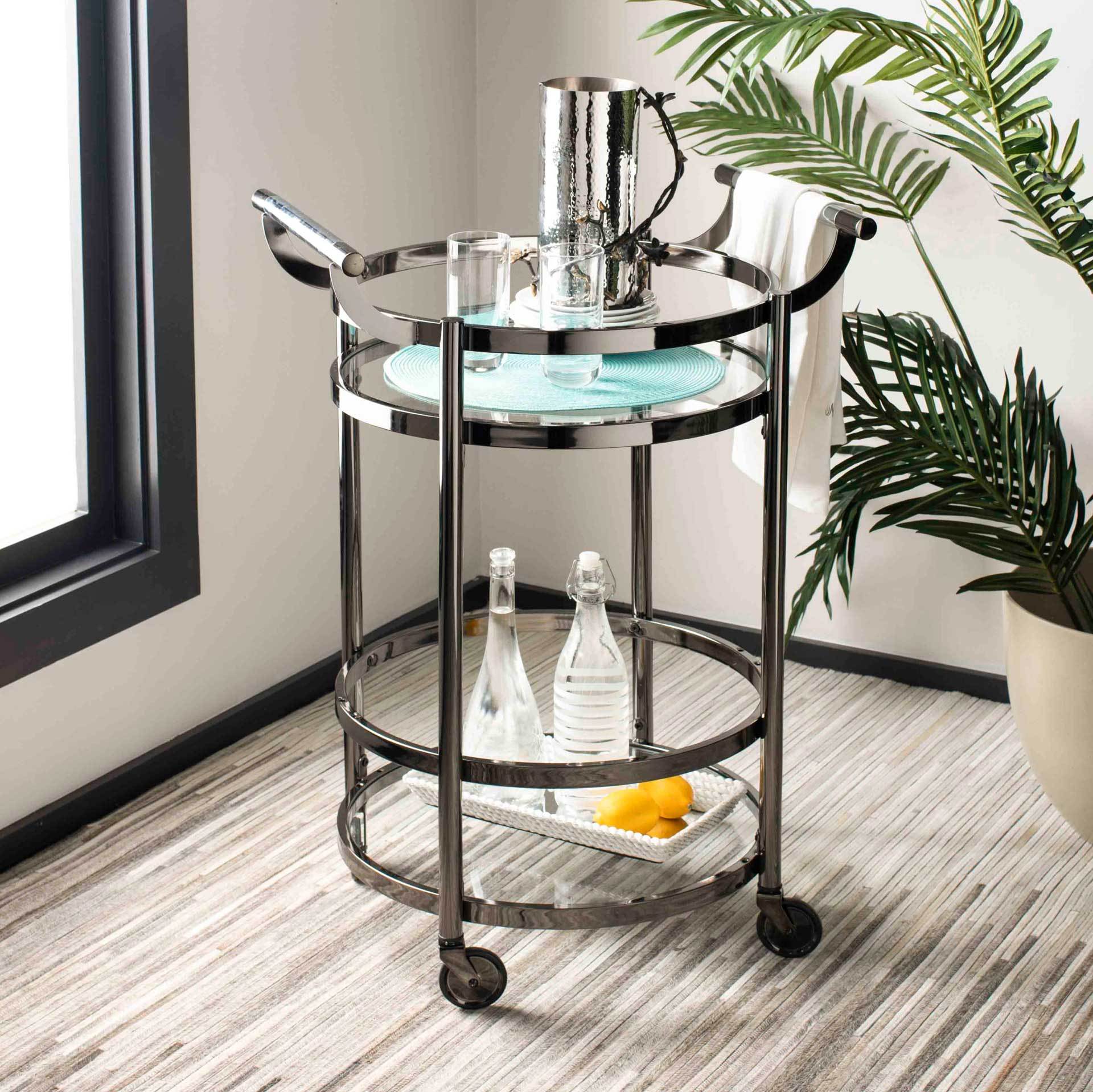 Simon 2 Tier Round Bar Cart Gun Metal - Image 6