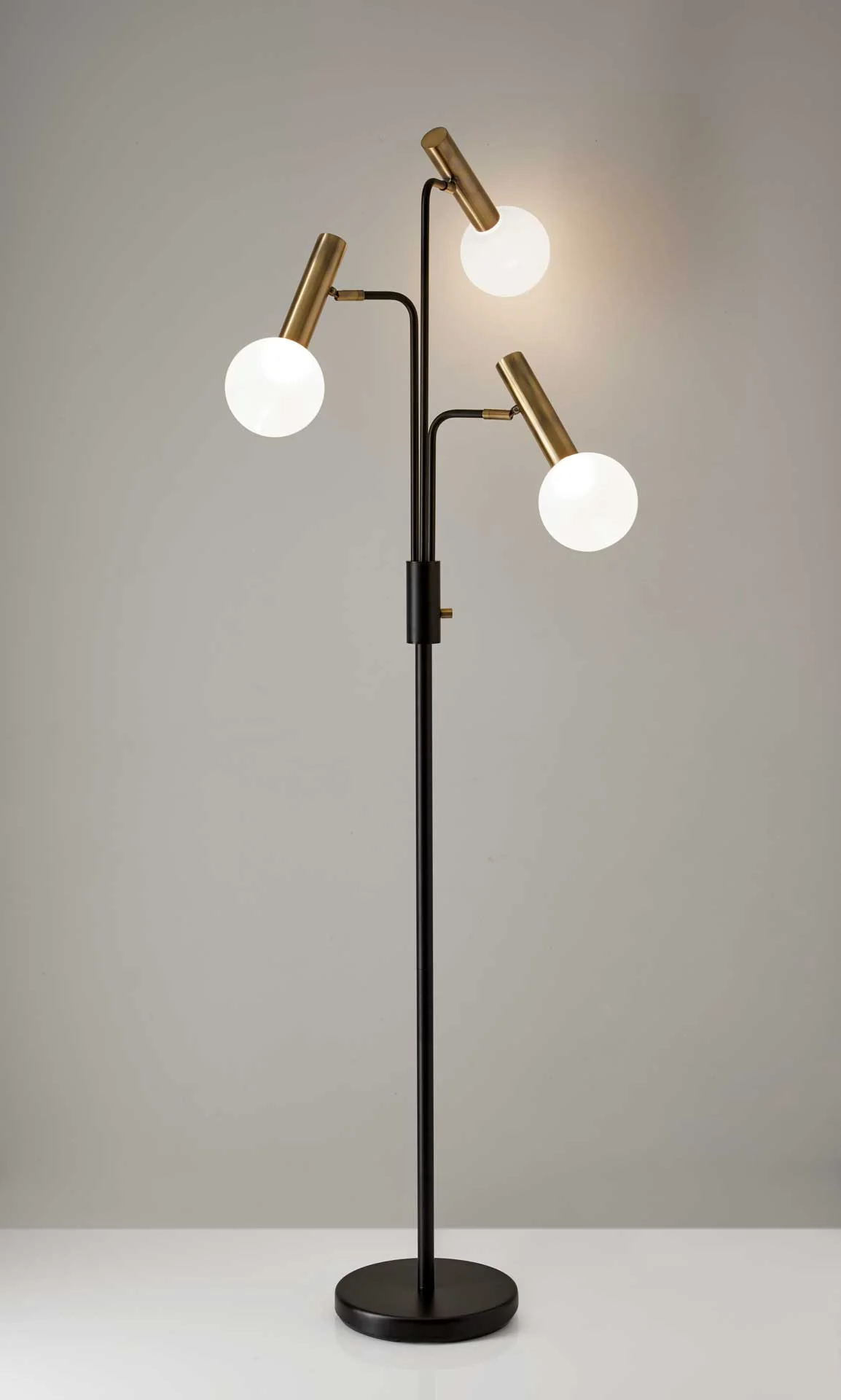 Simon LED 3-Arm Floor Lamp Black/Brass - Image 2