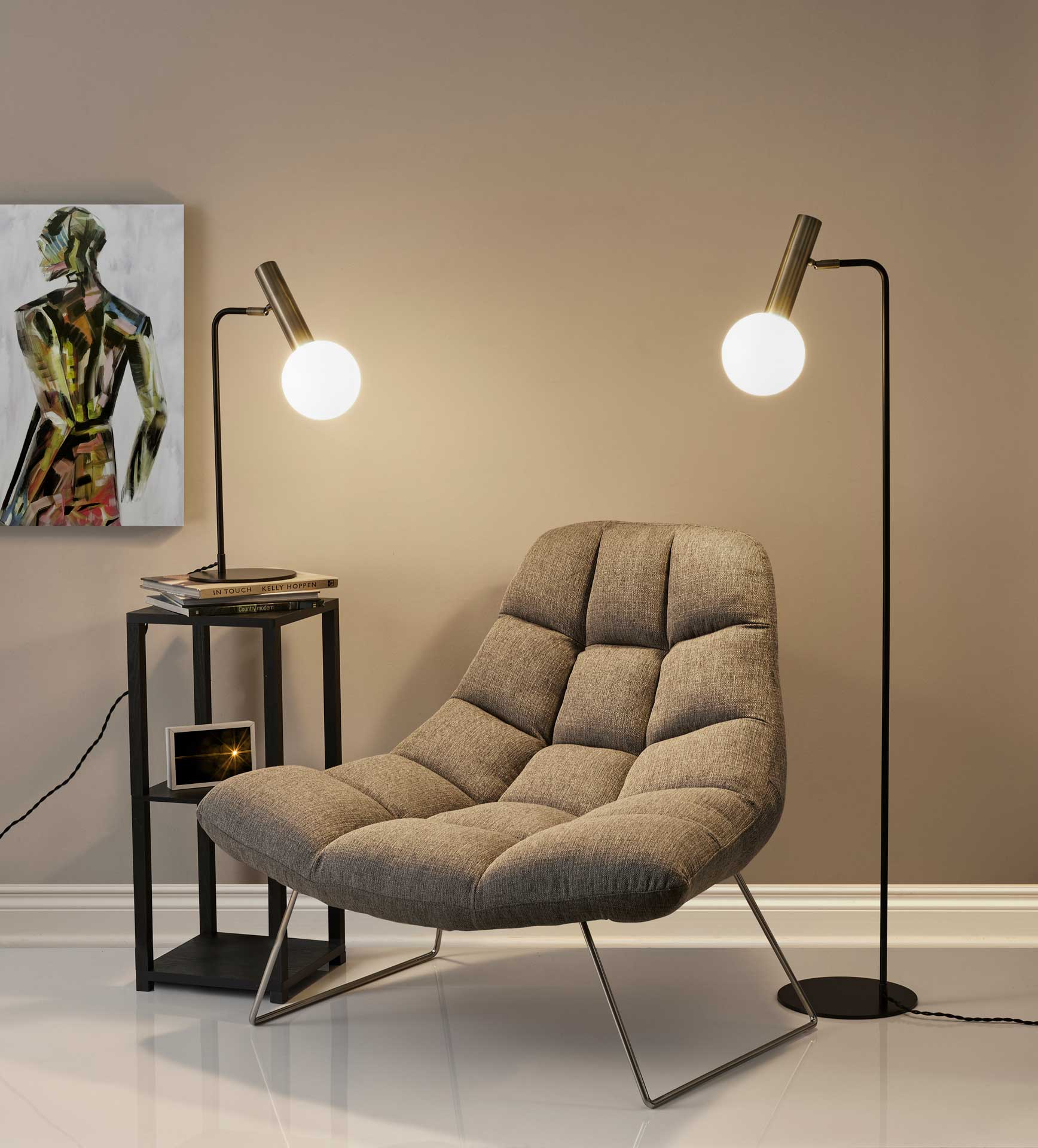 Simon LED Floor Lamp Black/Brass - Image 4