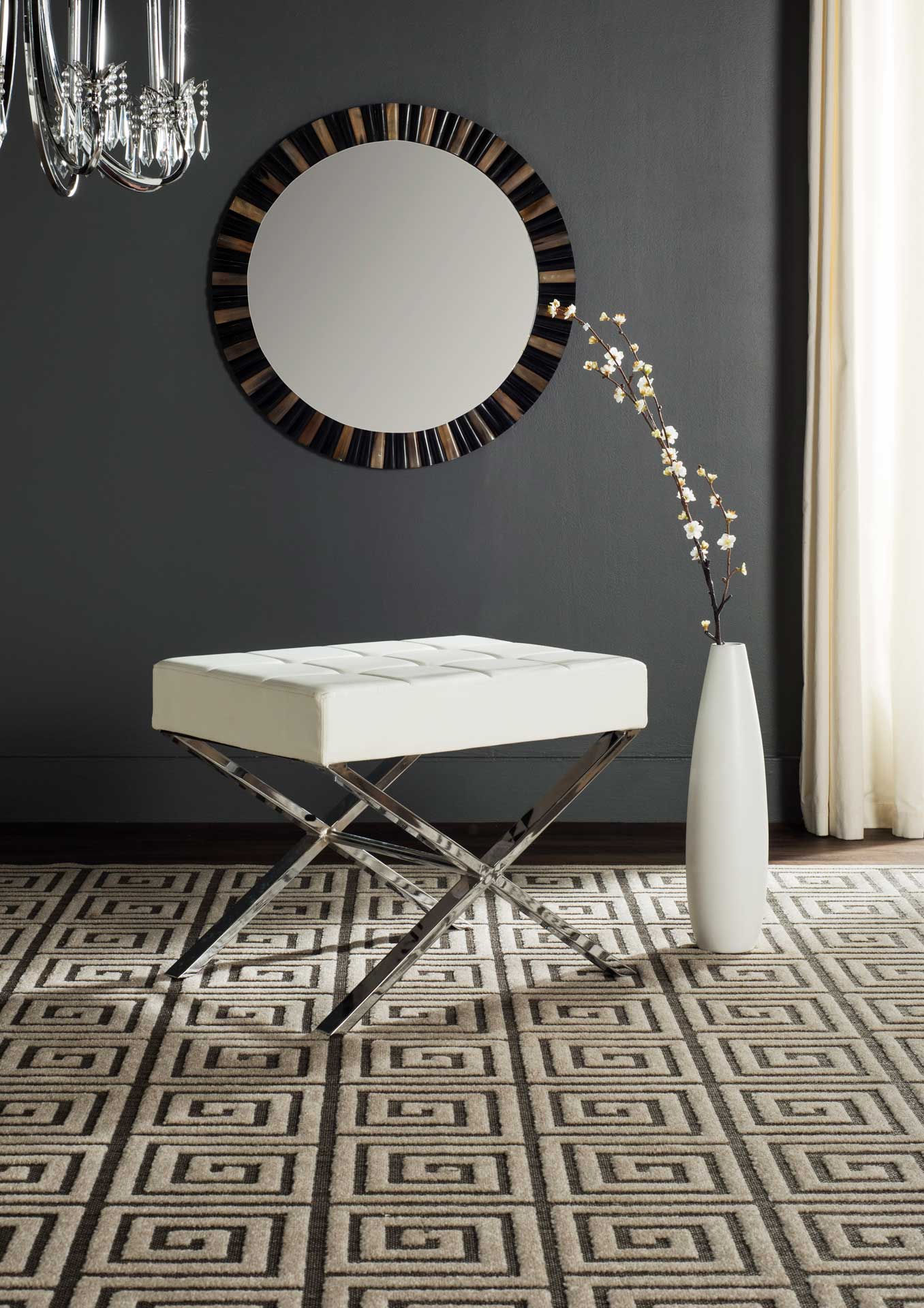 Simon Ottoman White/Chrome - Image 2