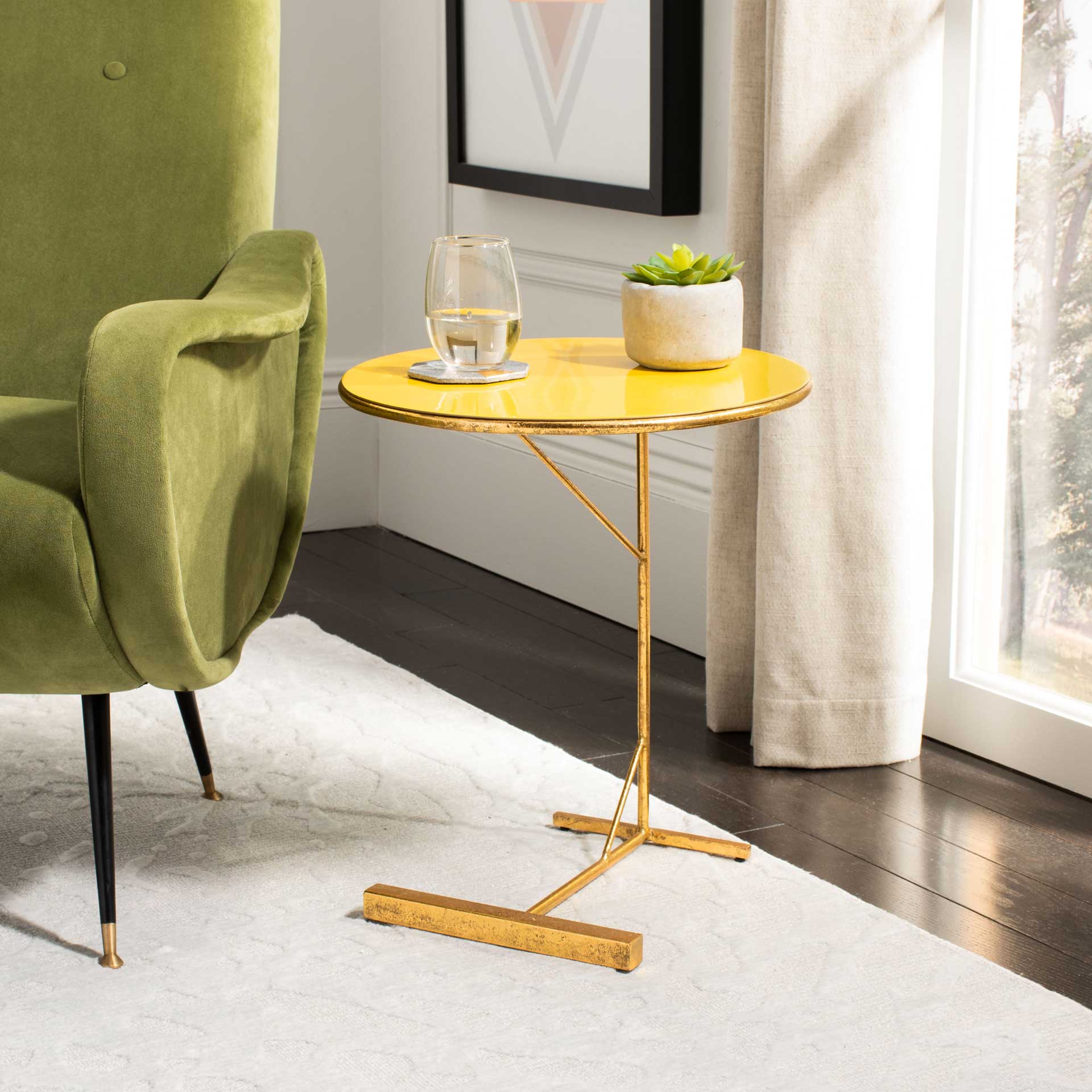 Simona Round C Table Yellow/Gold - Image 9