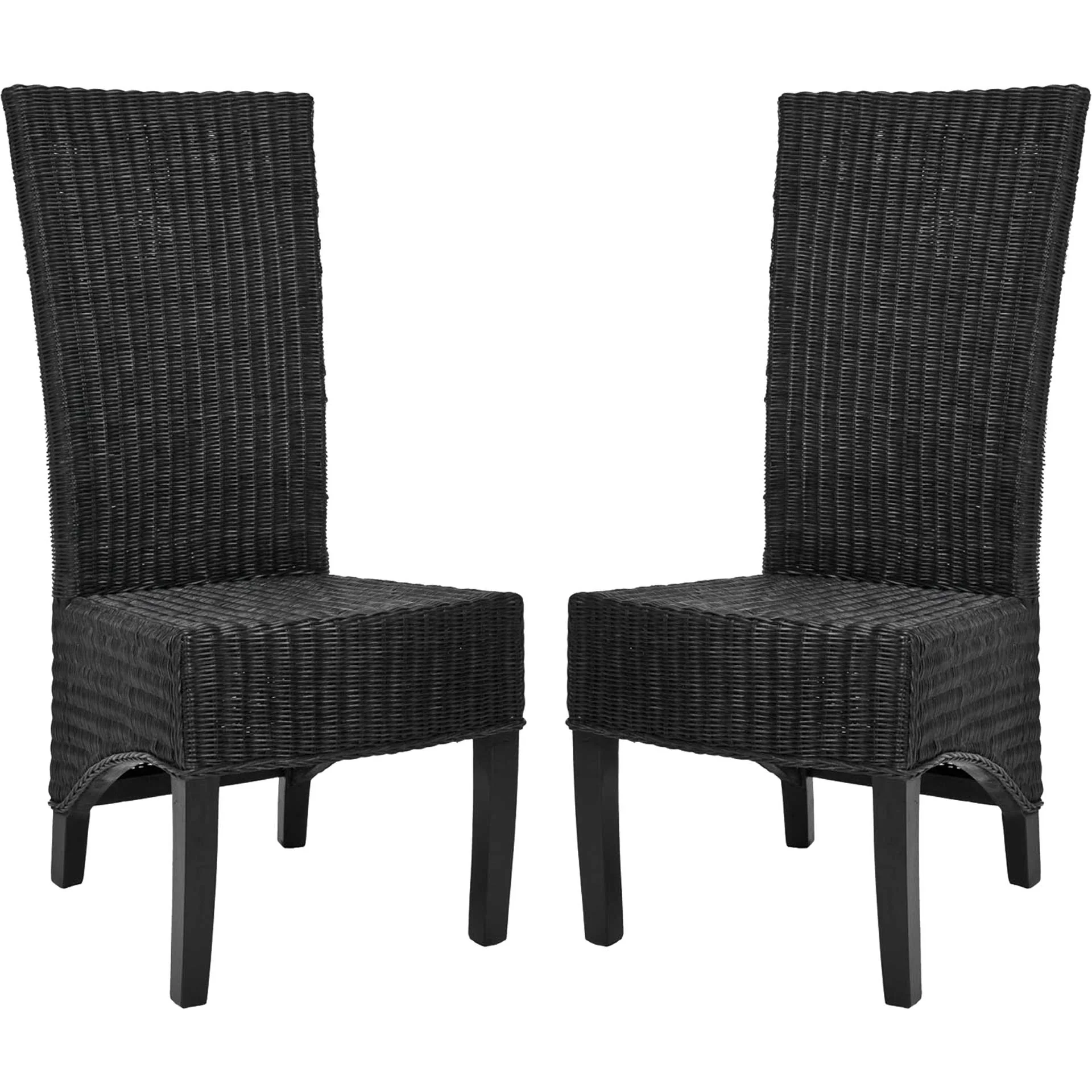 Simple Wicker Side Chair Black (Set of 2) - Image 2