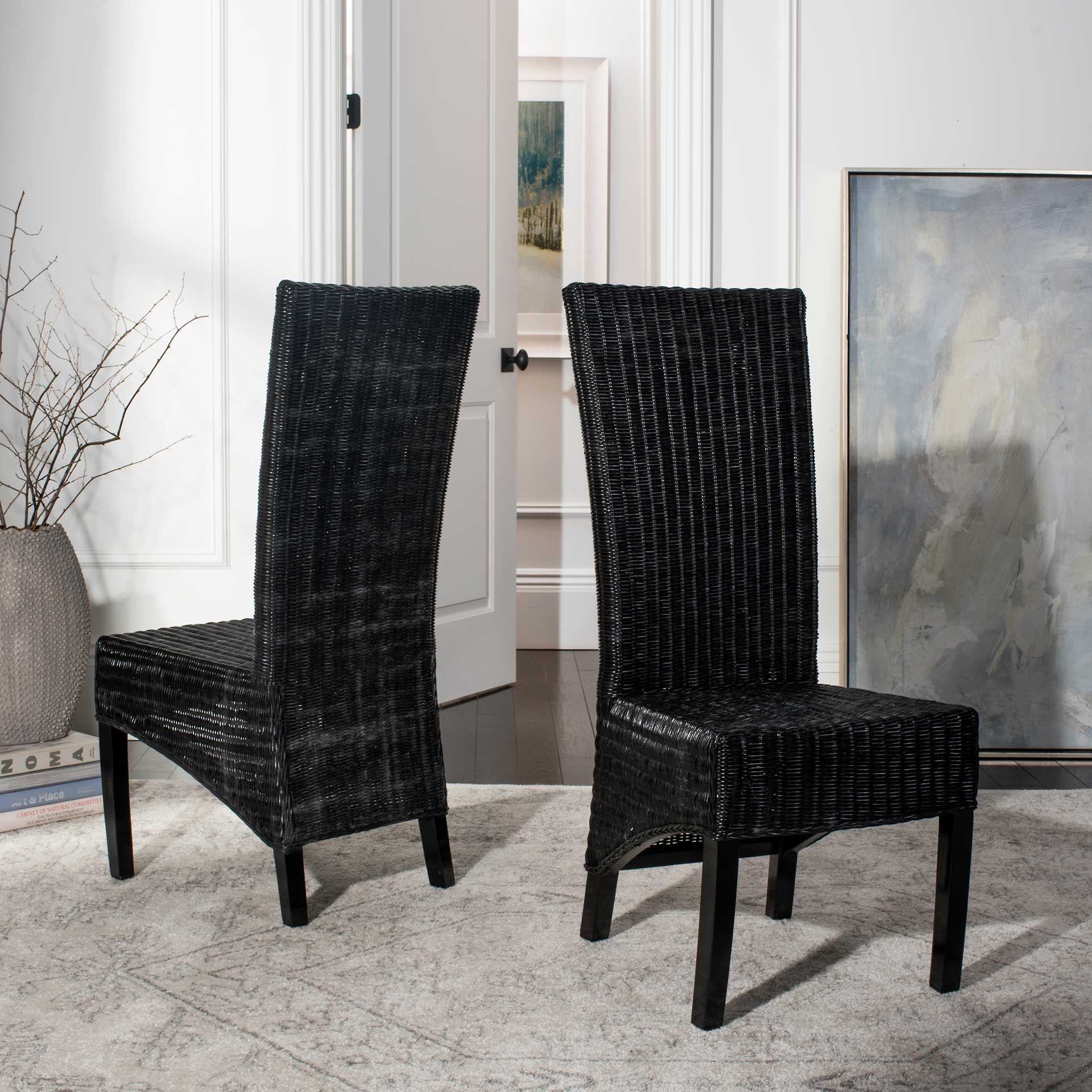 Simple Wicker Side Chair Black (Set of 2) - Image 7