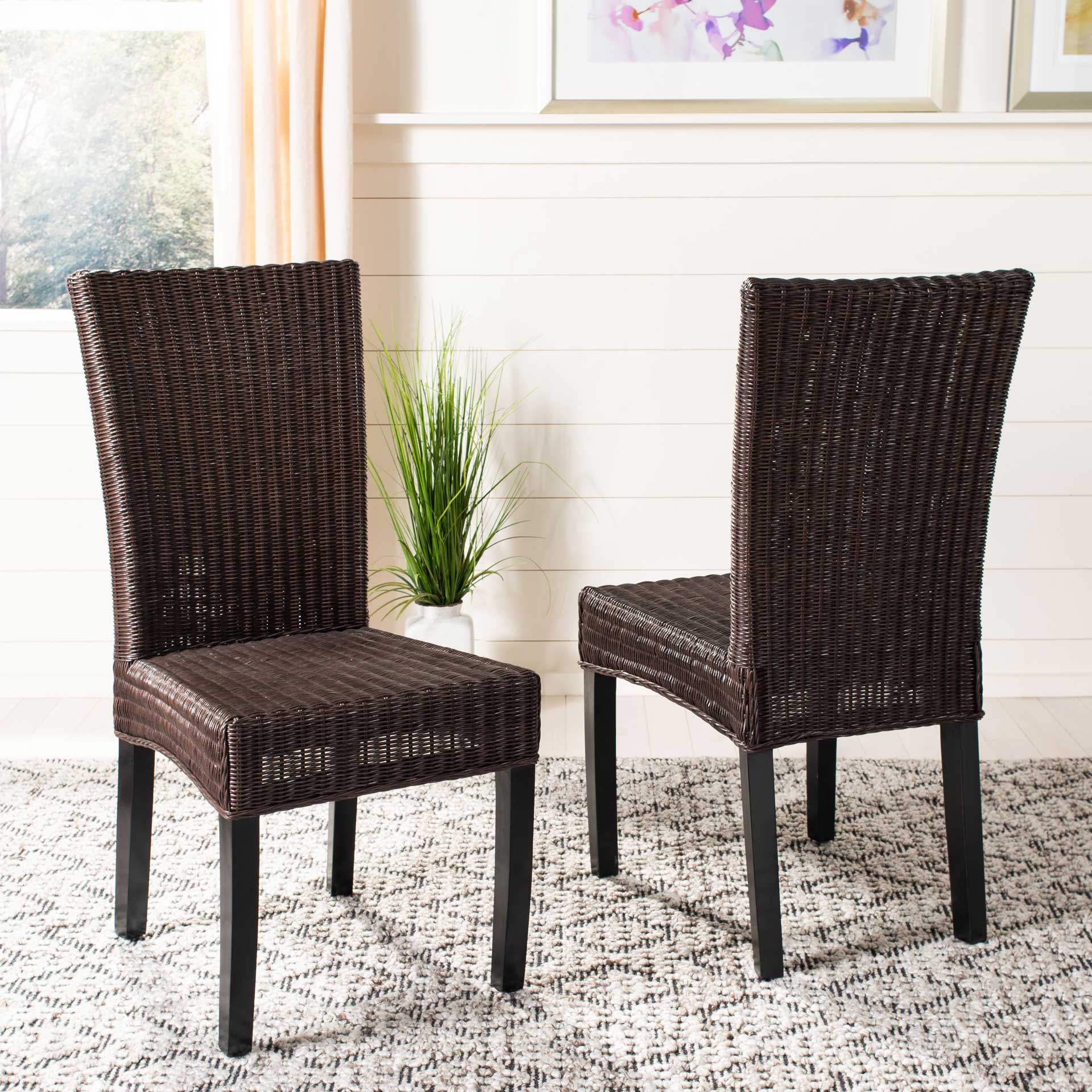 Simple Wicker Side Chair Dark Brown (Set of 2) - Image 10