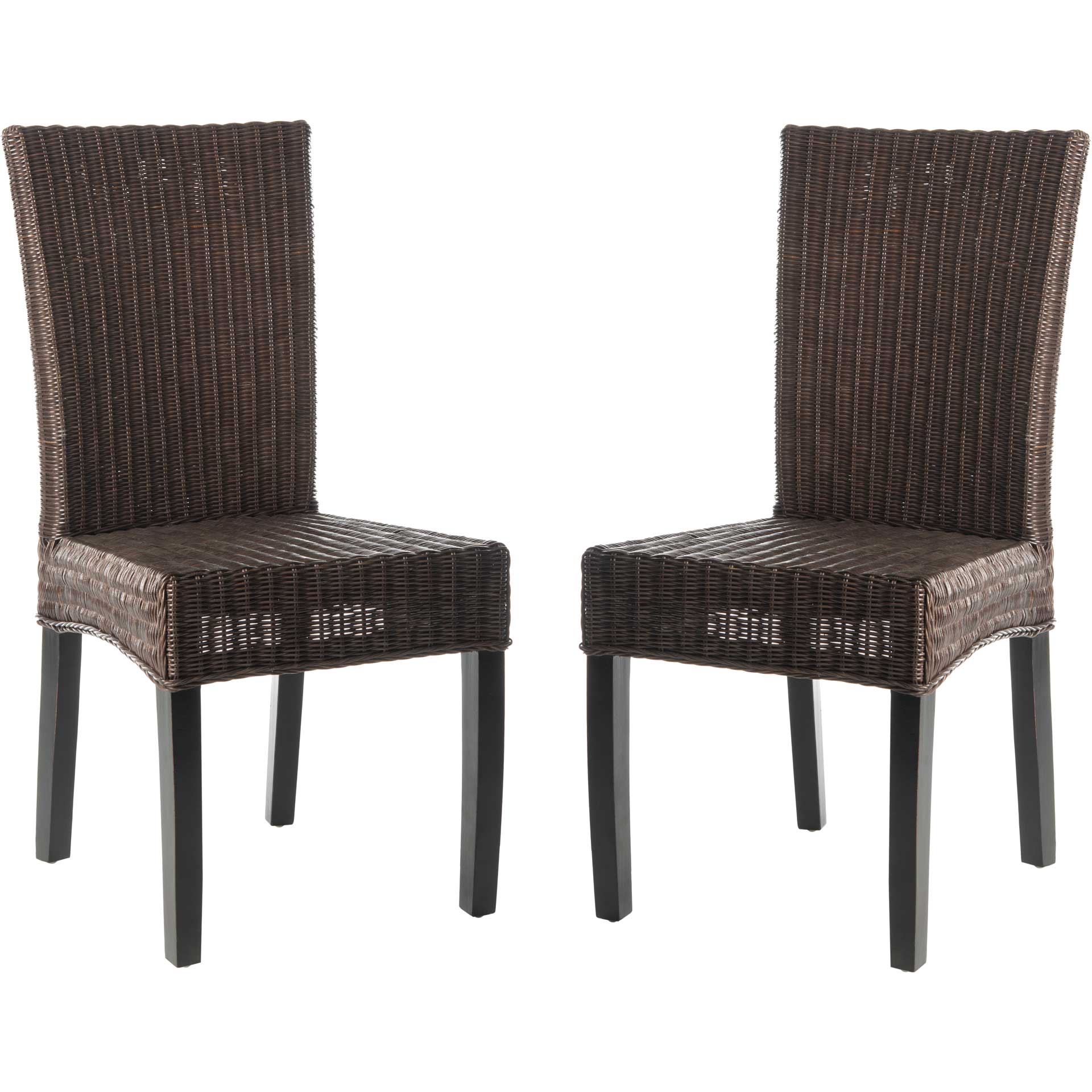 Simple Wicker Side Chair Dark Brown (Set of 2) - Image 2