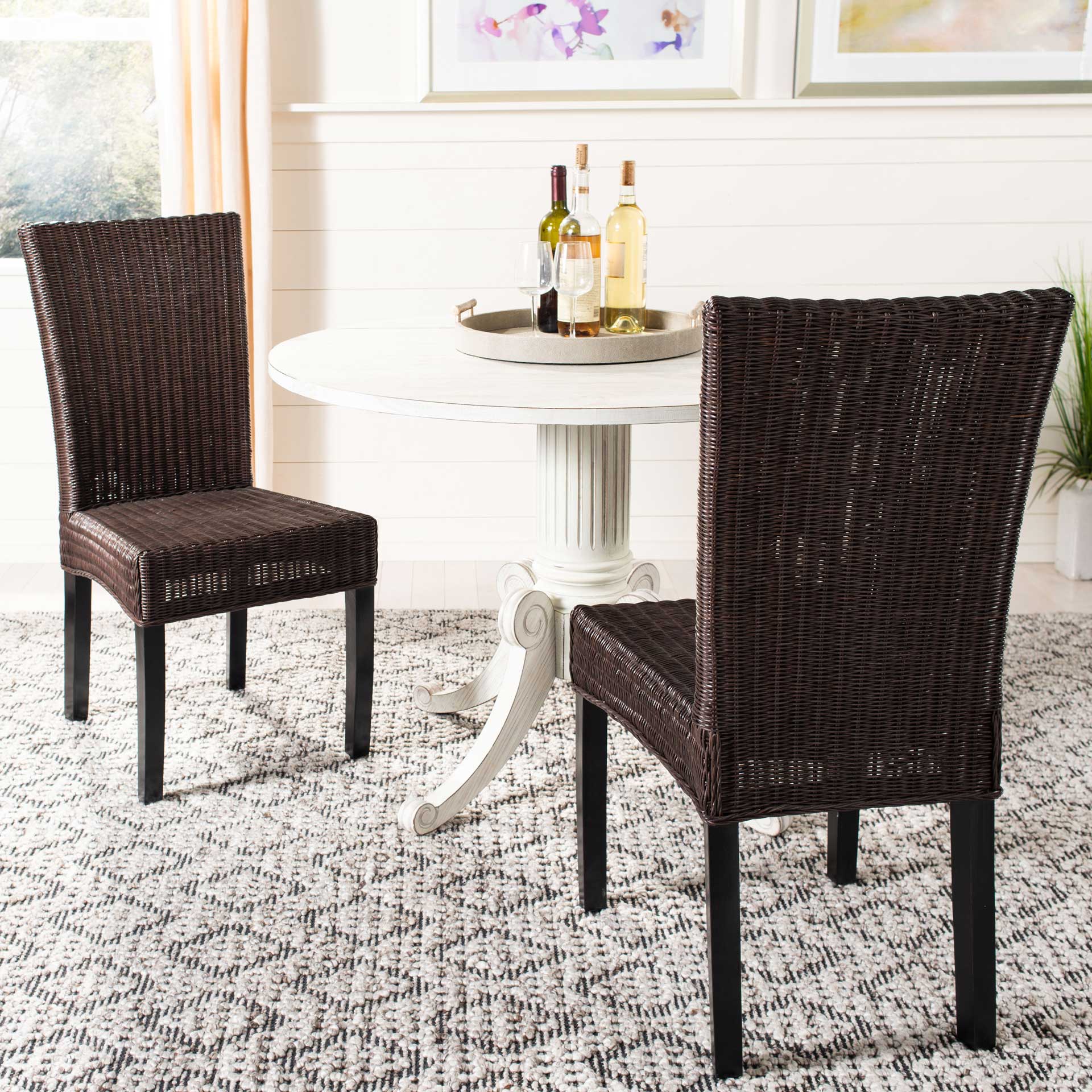 Simple Wicker Side Chair Dark Brown (Set of 2) - Image 9