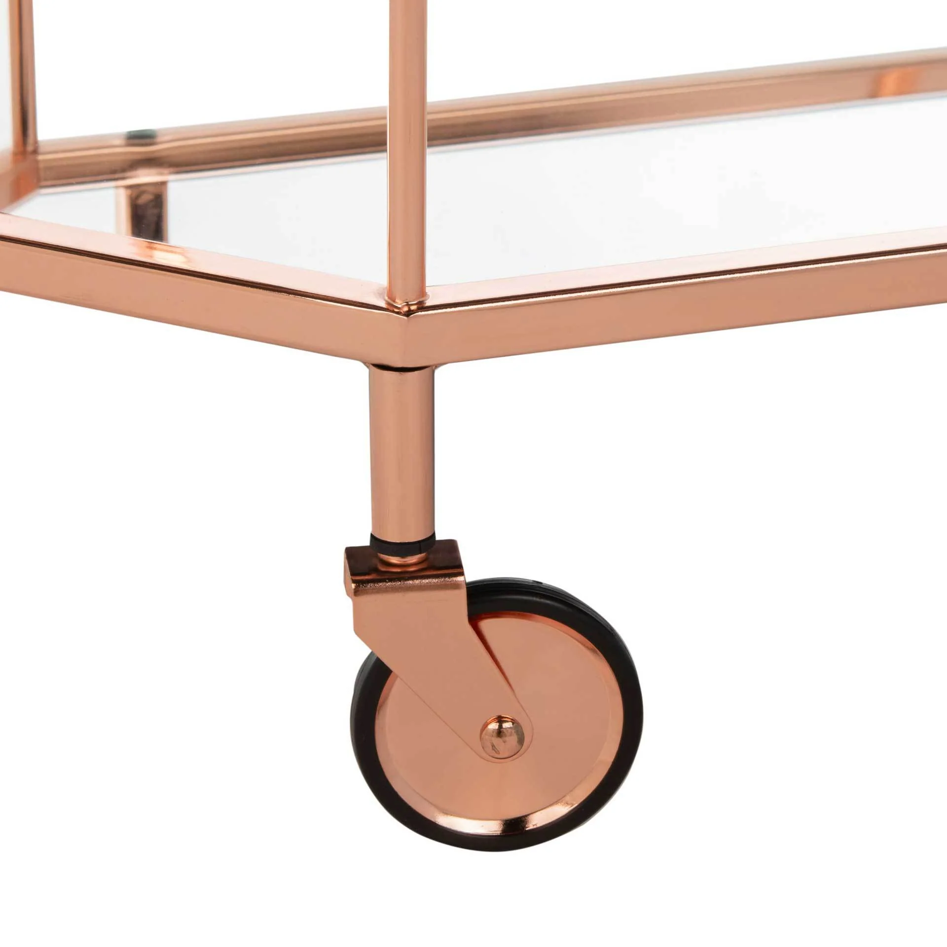 Sincere 2 Tier Octagon Bar Cart Rose Gold/Mirror - Image 5